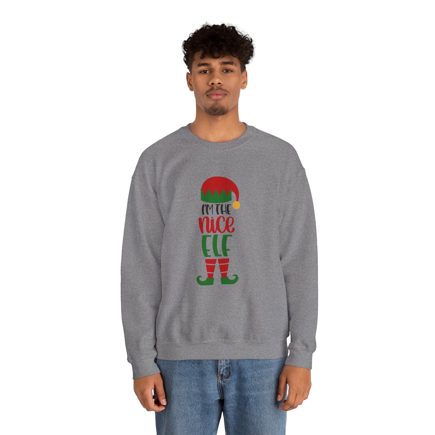 I'm the Nice Elf Unisex Heavy Blend Crewneck Sweatshirt, Funny T-shirt, Christmas Shirt, Christmas Slogan Shirts, Christmas Sweater, Santa Shirt