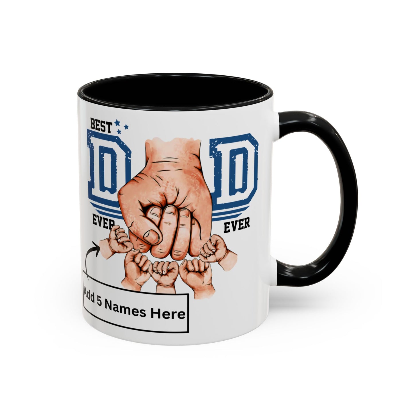 Best Dad Ever 5-kids Accent Coffee Mug | Father's Day Gift, Dad Mug, Coffee Lover Gift, Family Appreciation, Unique Drinking Cup