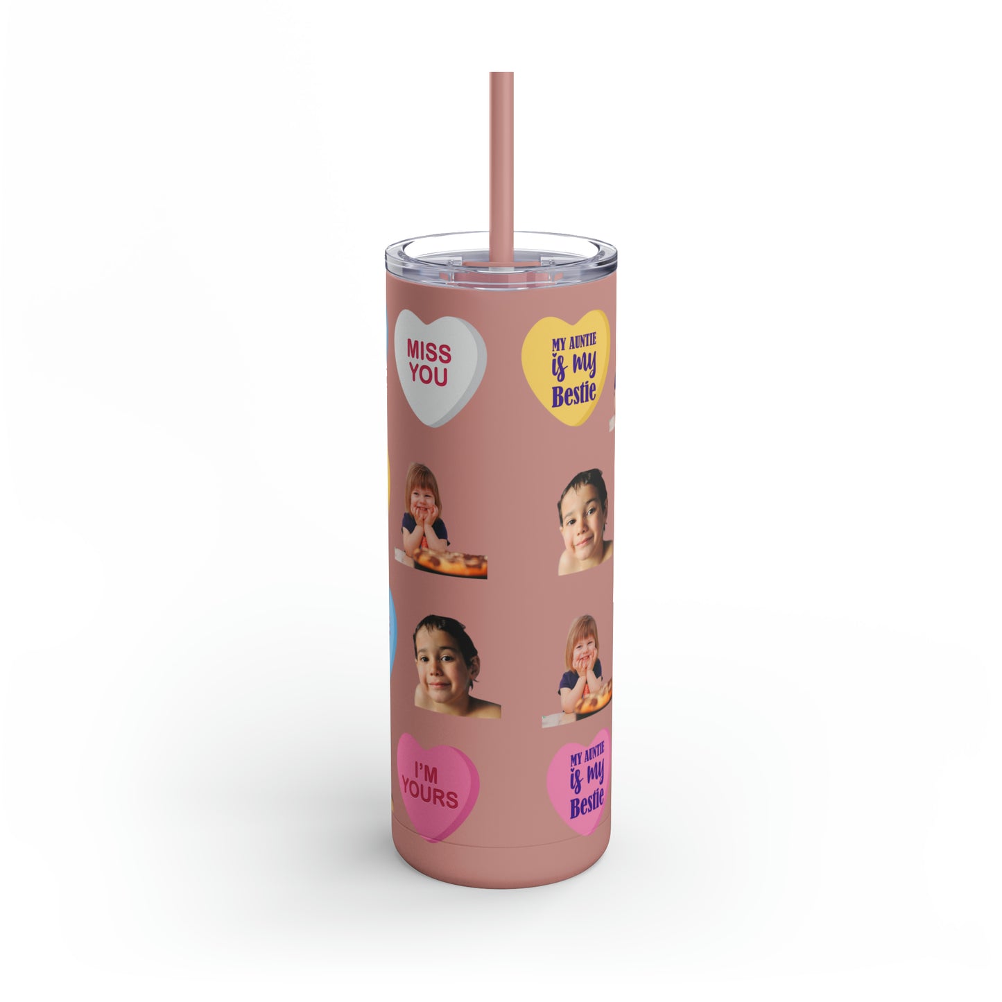 Photo Valentine Tumbler, Valentine's Day gift, Tumblers, Auntie gift, Sister gift, Gift for her, Skinny Matte Tumbler, 20oz