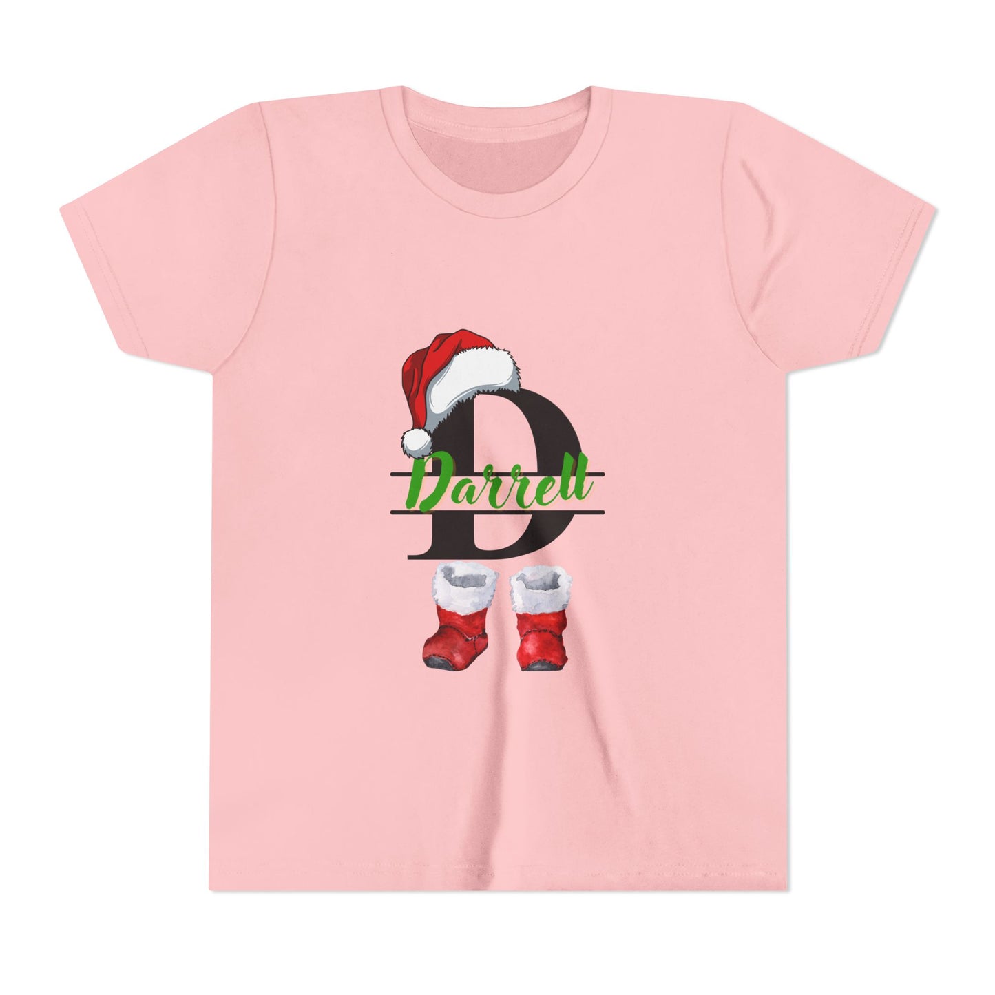 Personalized Christmas Youth Tee, Holiday T-Shirt, Cute Gift for Kids, Winter Apparel, Festive Short Sleeve Shirt