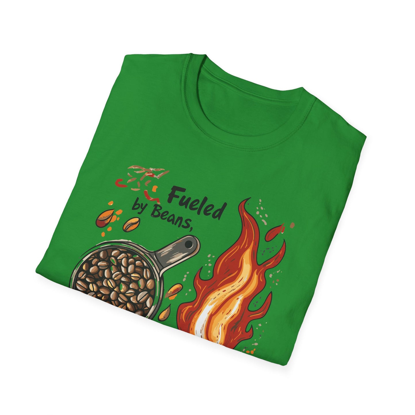 Fueled by Beans, Powered by Flames T-Shirt | Father's Day Gift | Unisex Tee for Dads | Comfortable Casual Wear | Gift for Dad | Fire Theme