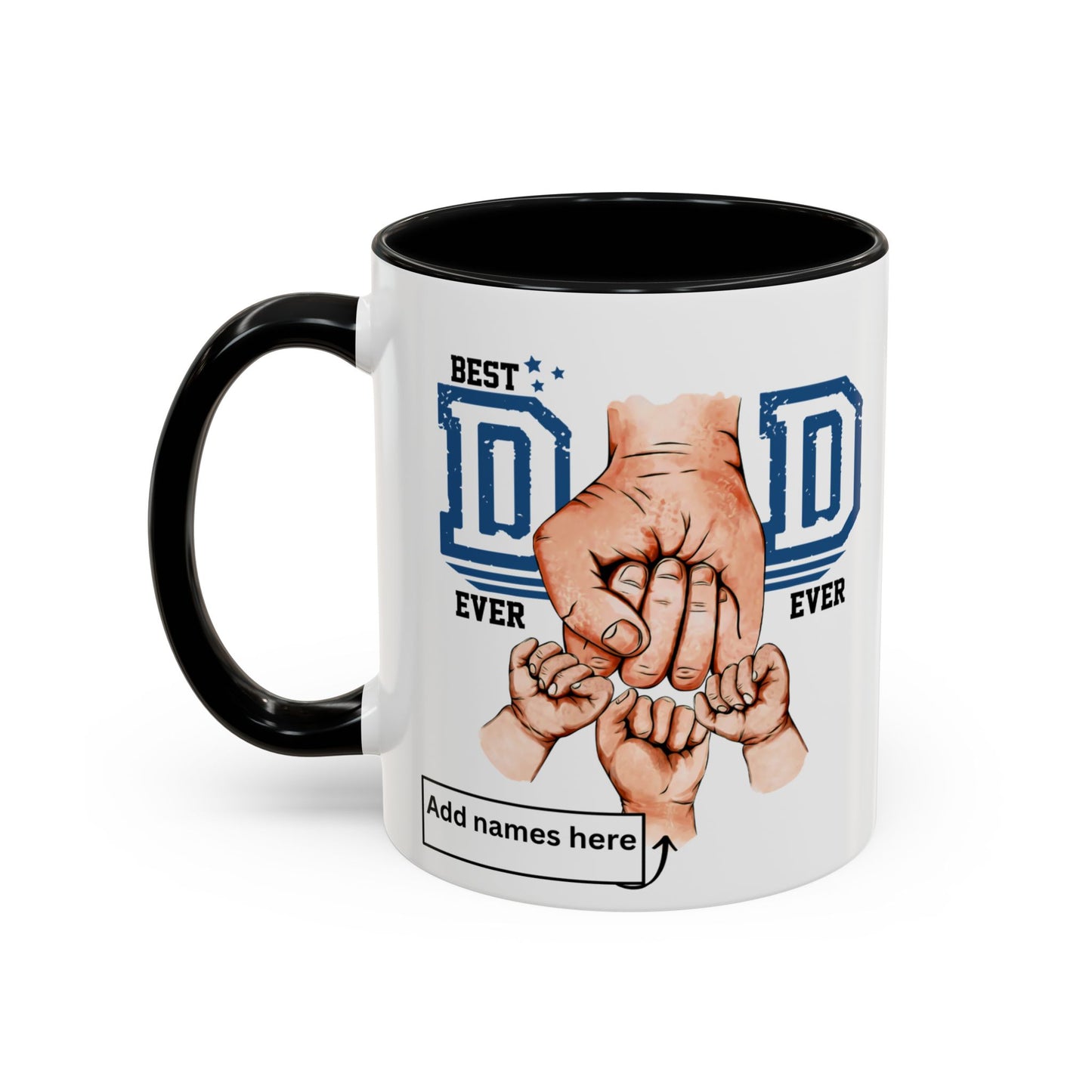 Best Dad Ever 3-kids Accent Coffee Mug | Father's Day Gift, Dad Mug, Coffee Lover Gift, Family Appreciation, Unique Drinking Cup