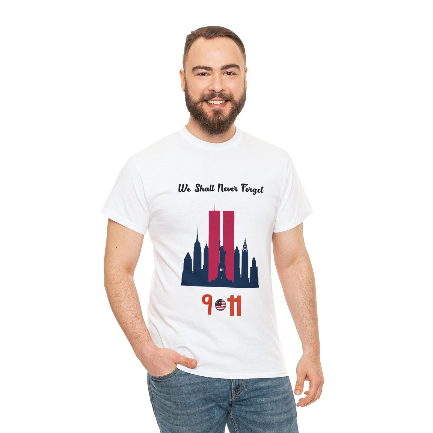 Unisex Heavy Cotton Tee- We Shall Never Forget 9/11
