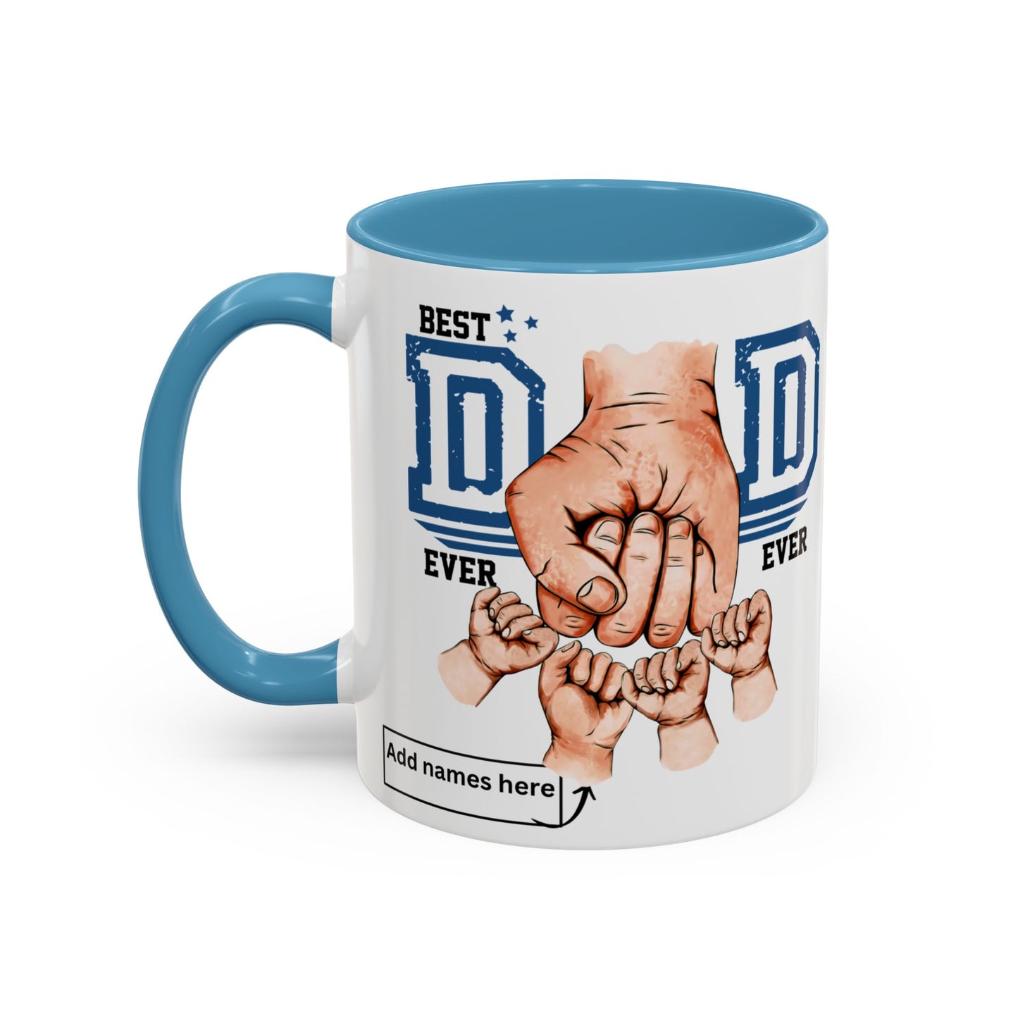 Best Dad Ever 4-kids Accent Coffee Mug | Father's Day Gift, Dad Mug, Coffee Lover Gift, Family Appreciation, Unique Drinking Cup