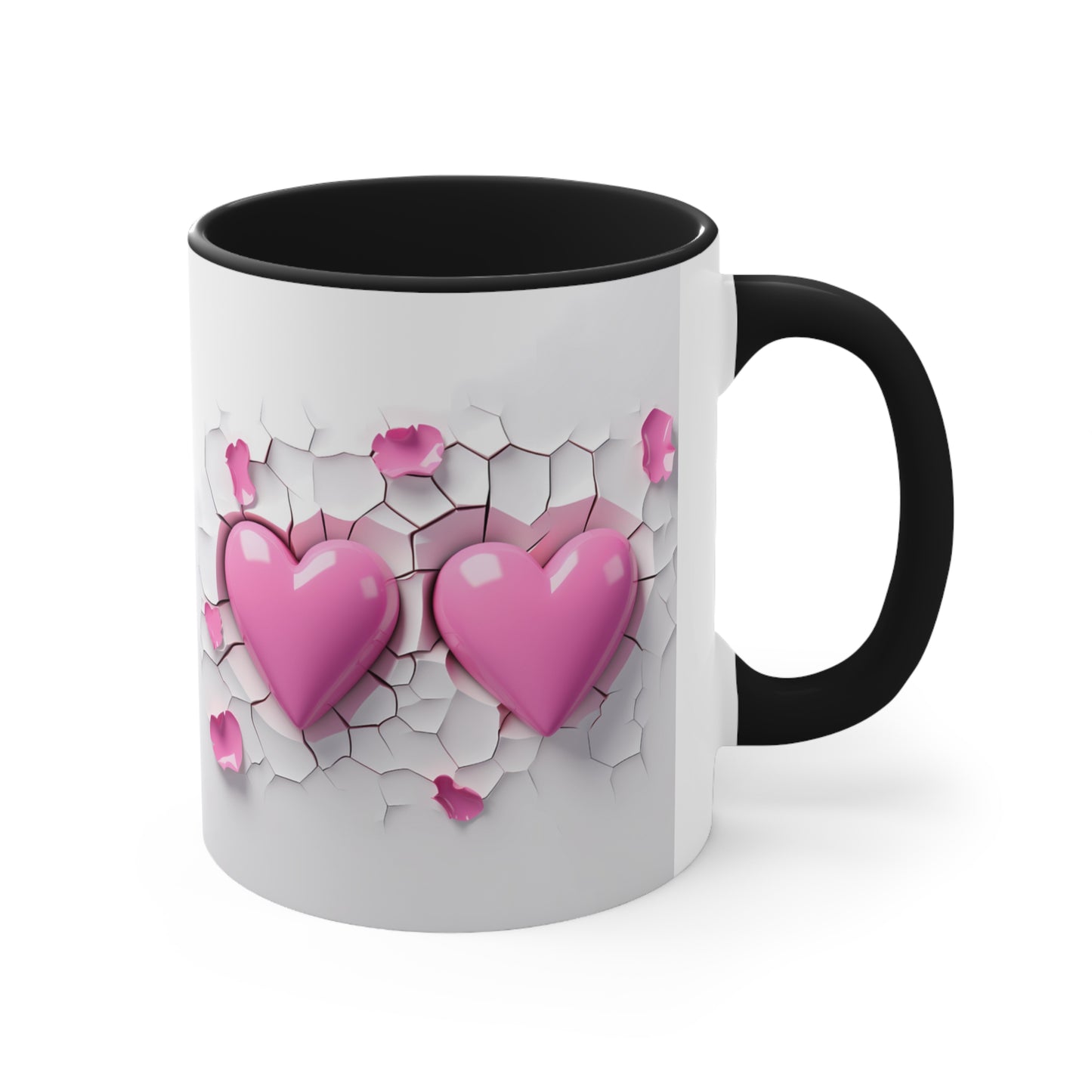 3D Valentine heart crack in the wall mug, couple mug, love heart couple mug, Funny Valentine Heart Candy, heart candy mug, conversation heart mug, Heart-Shaped Mug, Coffee Mug, 11oz