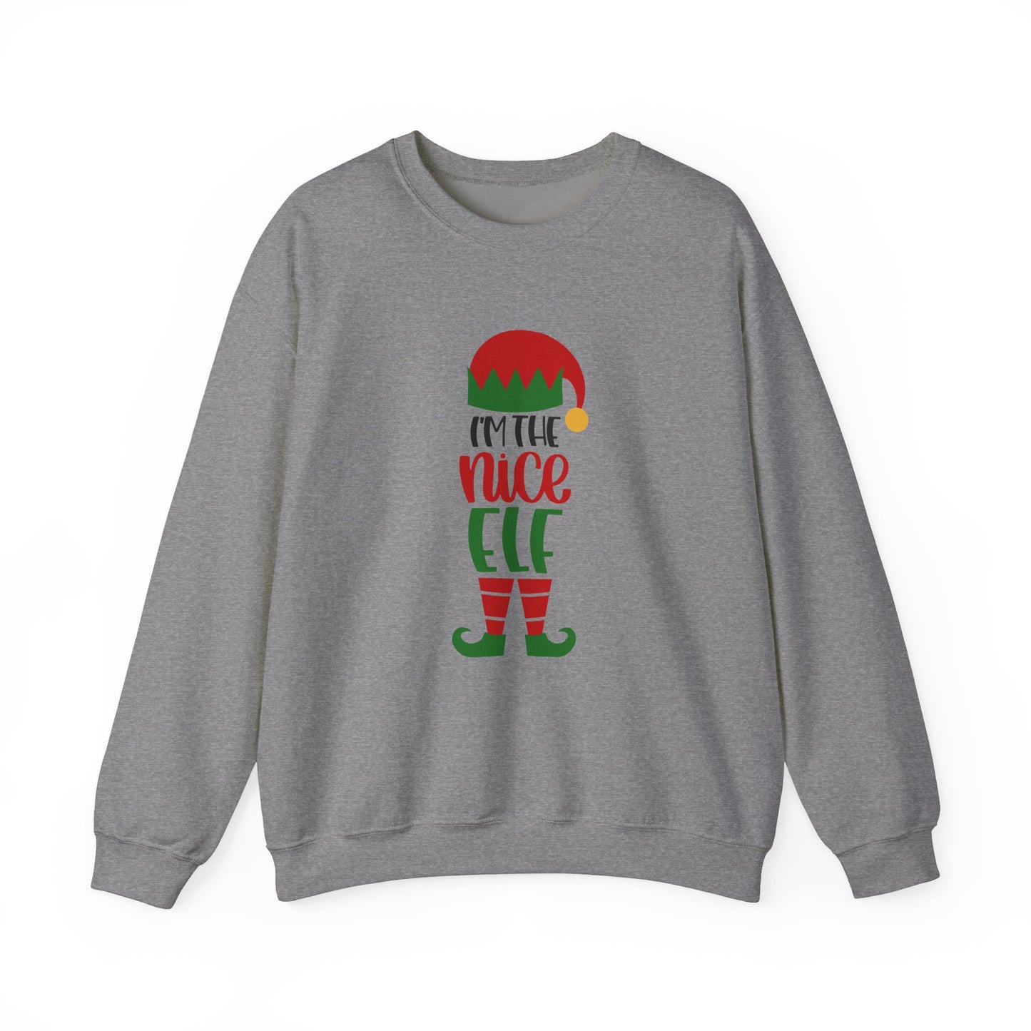 I'm the Nice Elf Unisex Heavy Blend Crewneck Sweatshirt, Funny T-shirt, Christmas Shirt, Christmas Slogan Shirts, Christmas Sweater, Santa Shirt