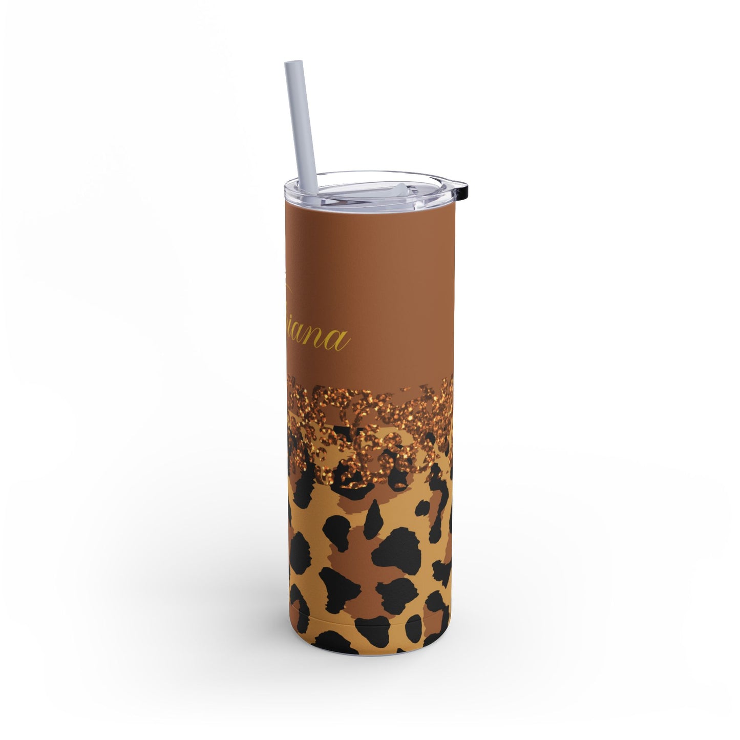 Personalized Leopard Tumbler, 20 oz Tumblers, Animal print gift, Gift for her, custom name, Skinny Matte Tumbler, 20oz