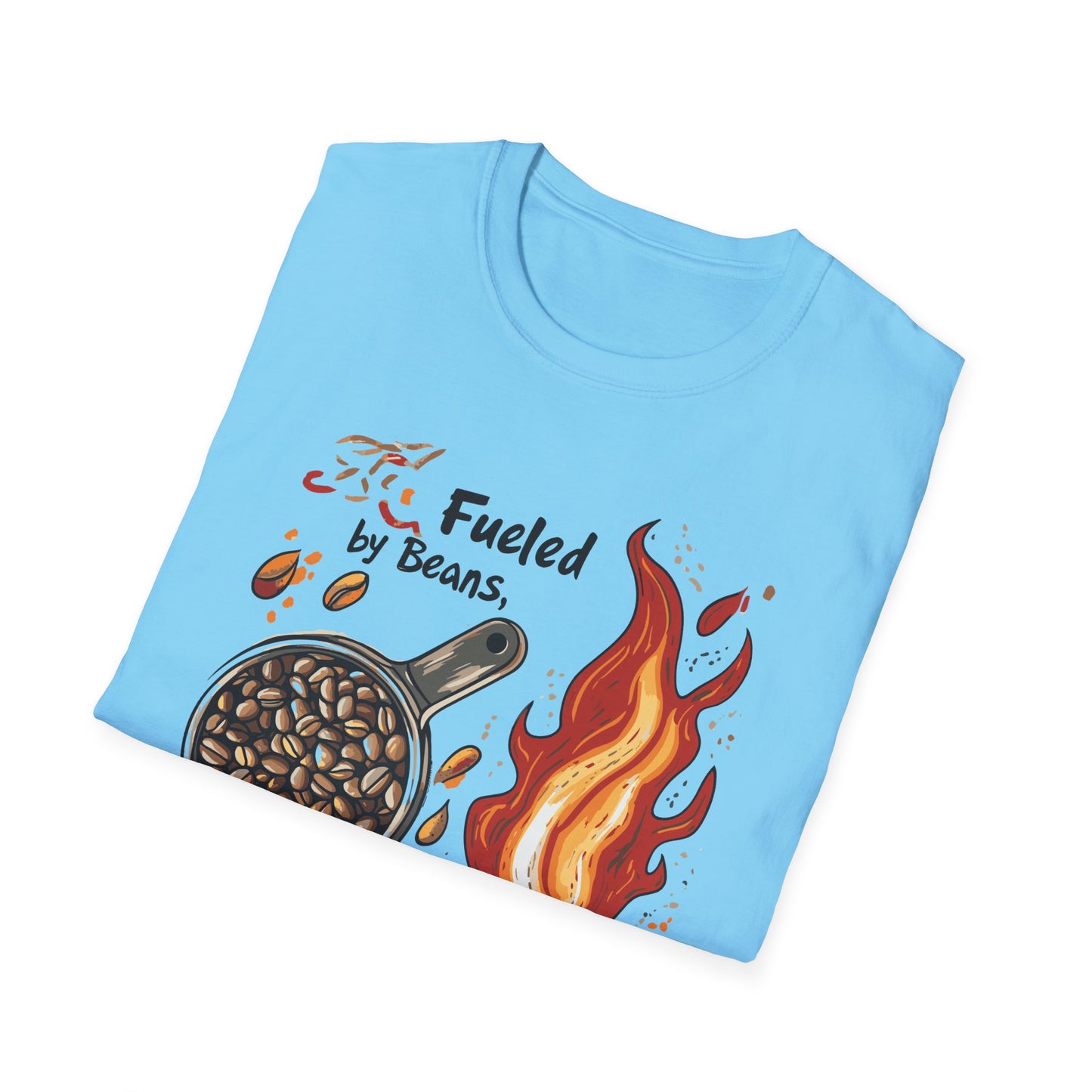 Fueled by Beans, Powered by Flames T-Shirt | Father's Day Gift | Unisex Tee for Dads | Comfortable Casual Wear | Gift for Dad | Fire Theme