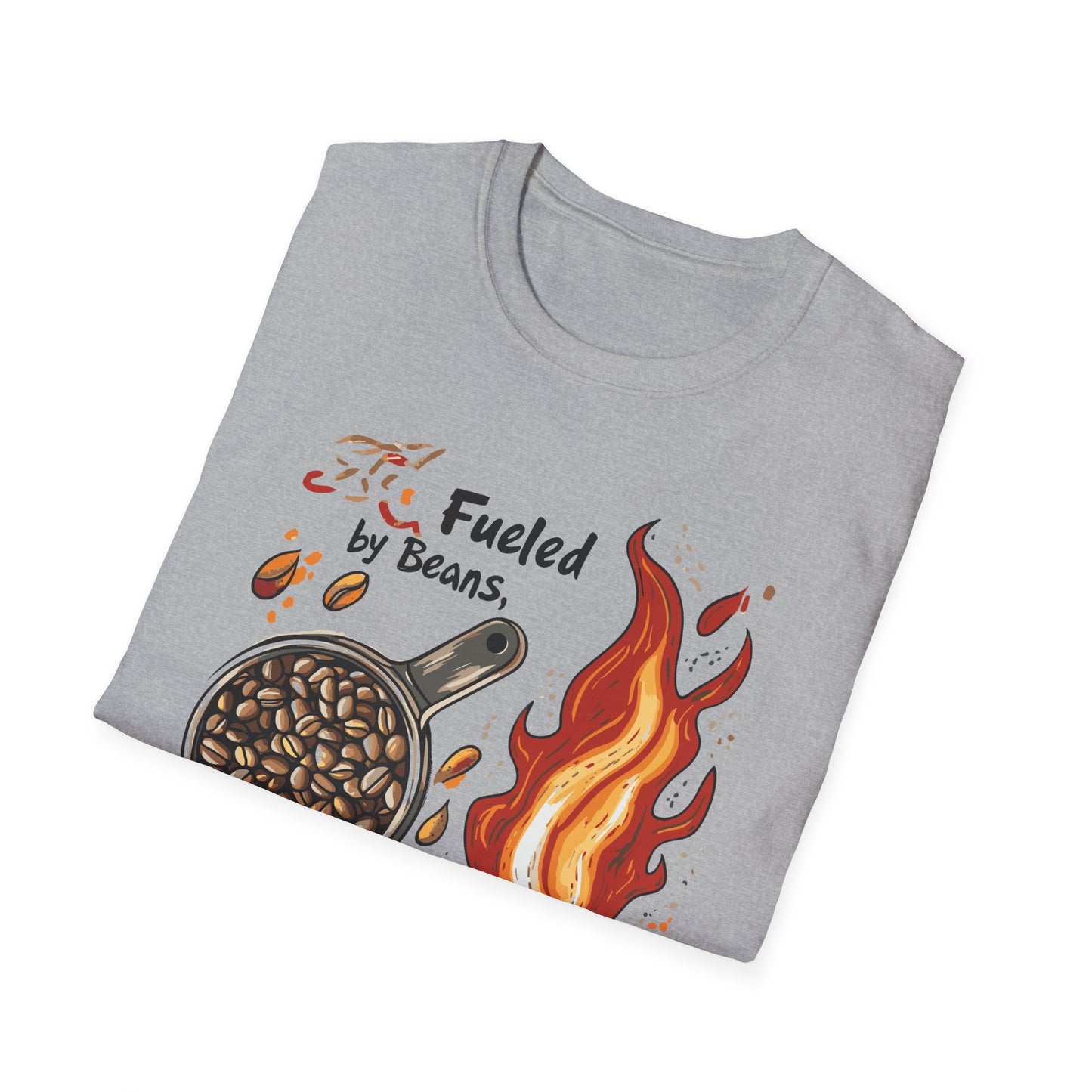 Fueled by Beans, Powered by Flames T-Shirt | Father's Day Gift | Unisex Tee for Dads | Comfortable Casual Wear | Gift for Dad | Fire Theme