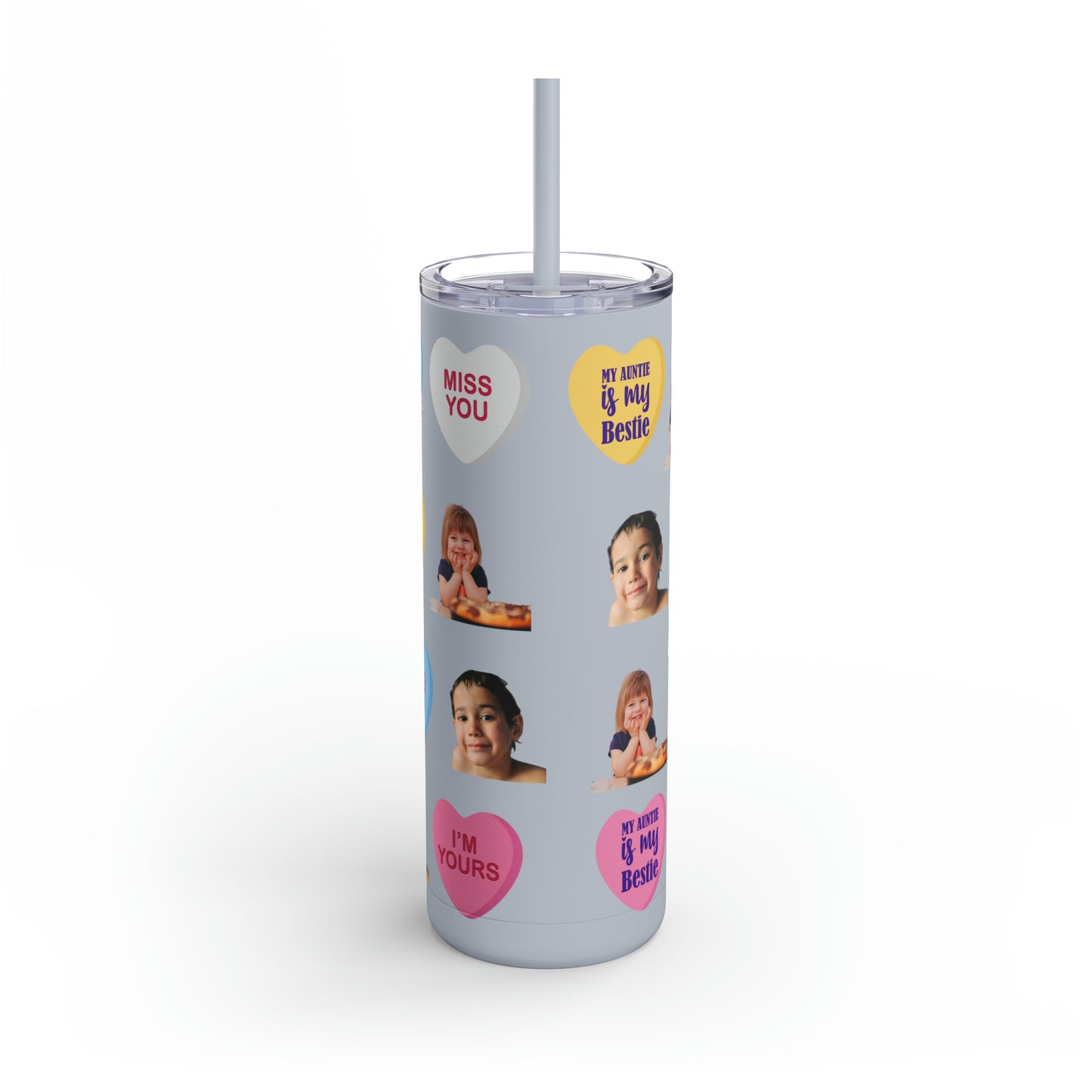 Photo Valentine Tumbler, Valentine's Day gift, Tumblers, Auntie gift, Sister gift, Gift for her, Skinny Matte Tumbler, 20oz