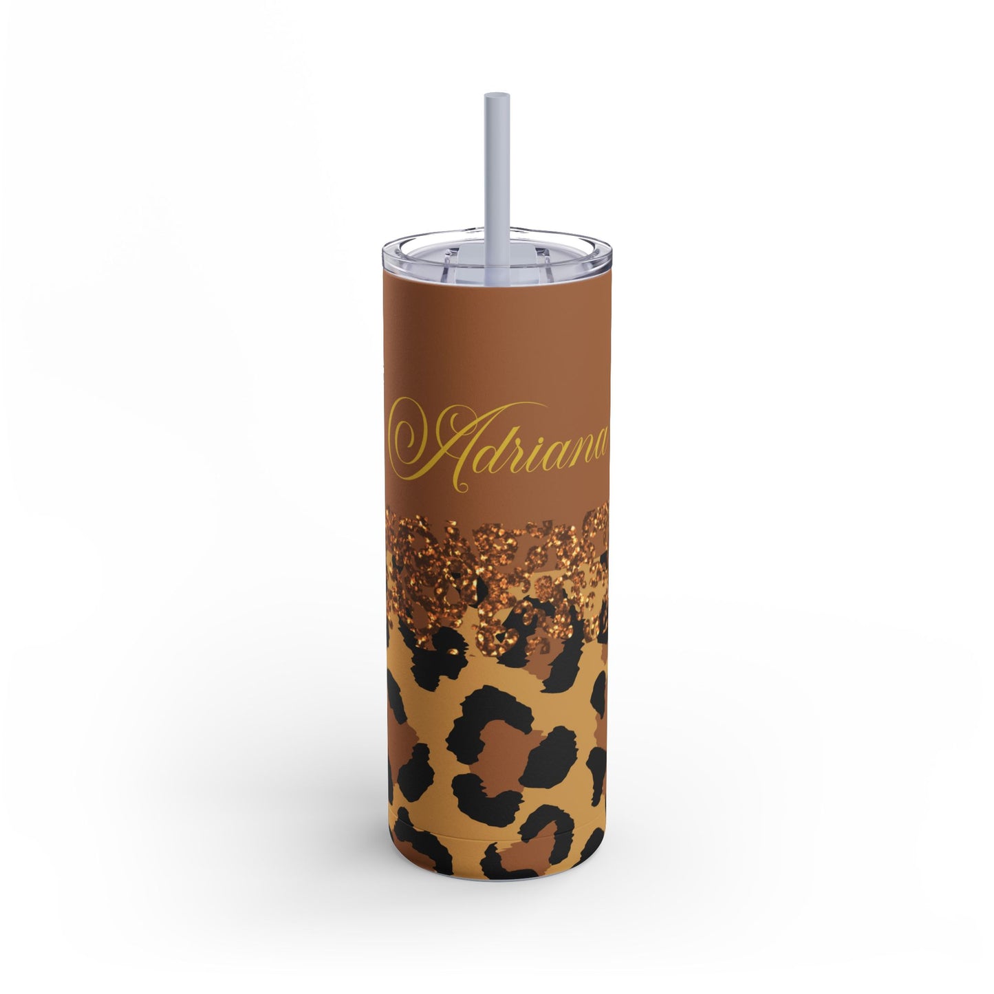 Personalized Leopard Tumbler, 20 oz Tumblers, Animal print gift, Gift for her, custom name, Skinny Matte Tumbler, 20oz