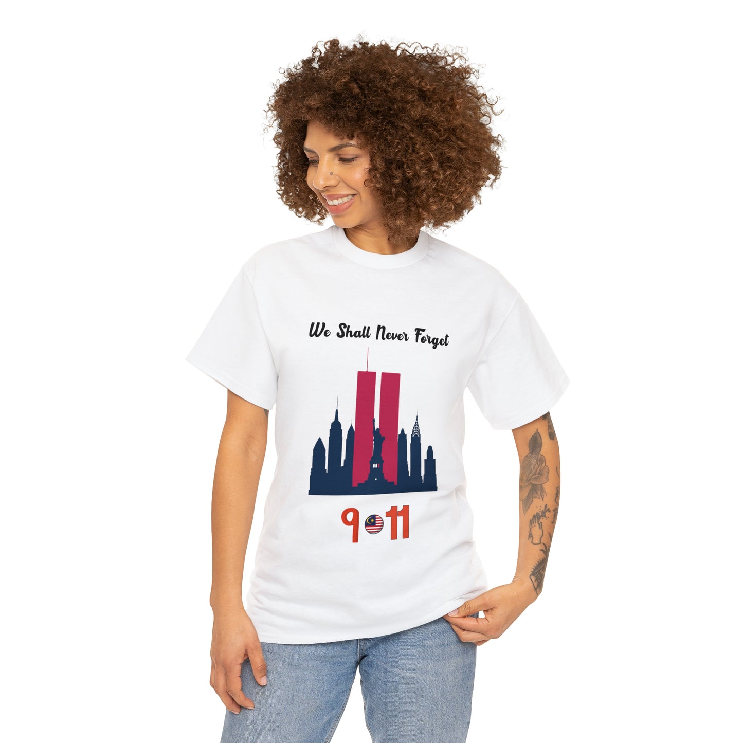 Unisex Heavy Cotton Tee- We Shall Never Forget 9/11