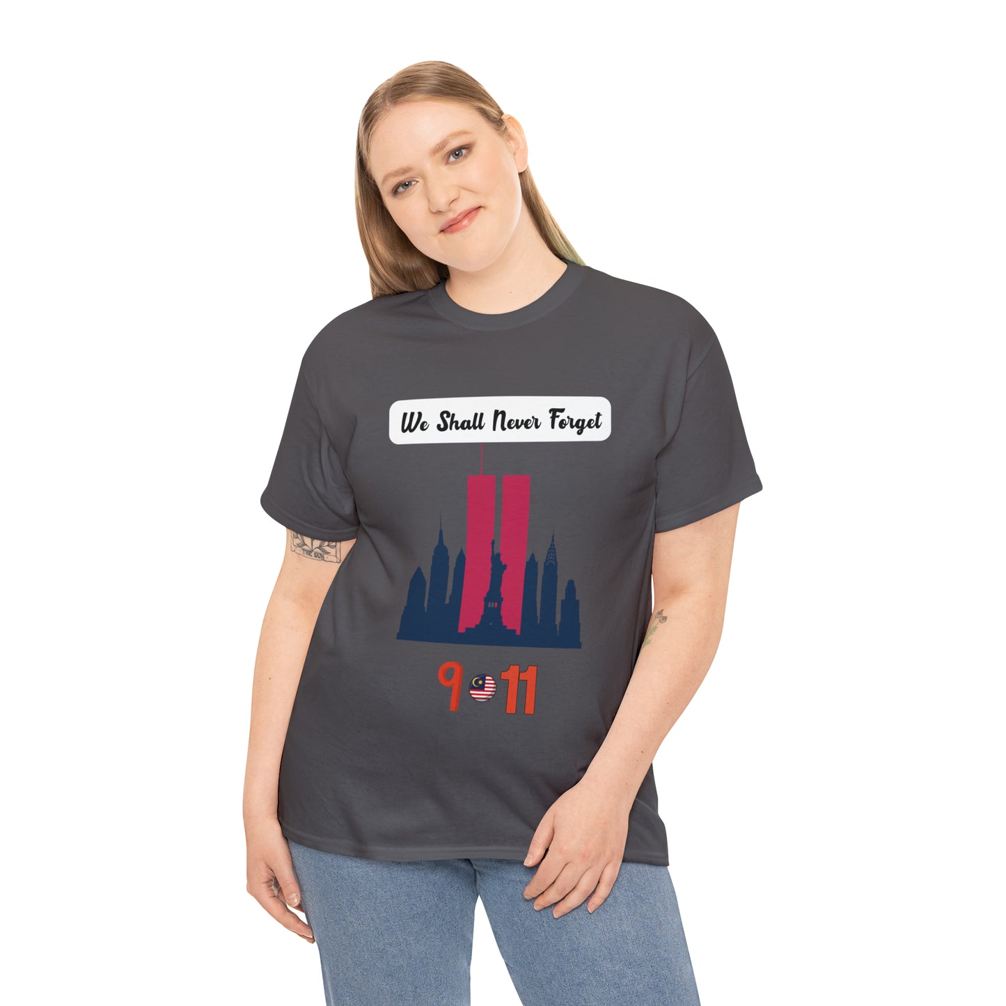 Unisex Heavy Cotton Tee- We Shall Never Forget 9/11