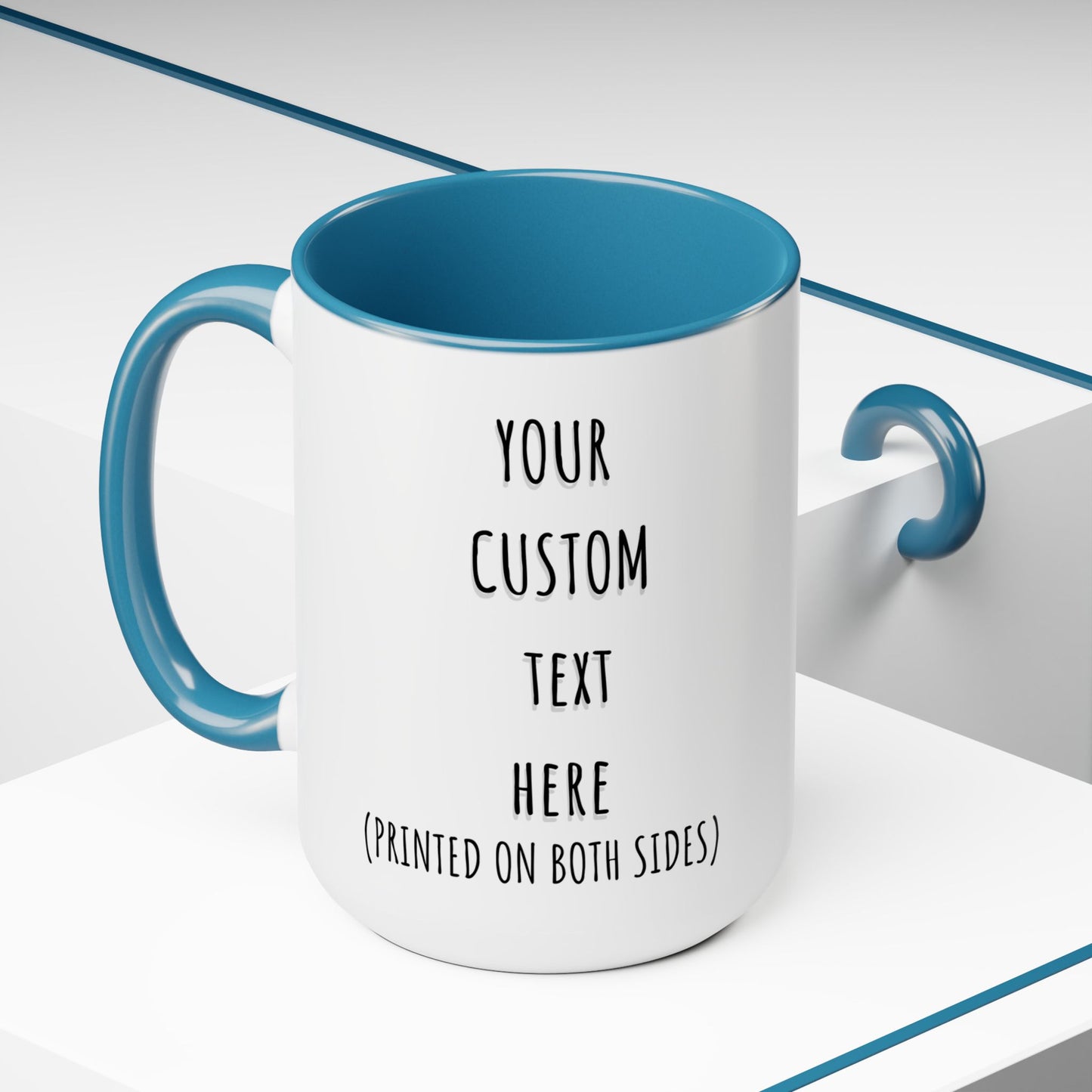 Custom Text Mug, Personalized Text 15 oz Coffee Cup, Customized Your Own Word Mug, Personal Quote or Phrase Coffee Mug, Birthday Gift