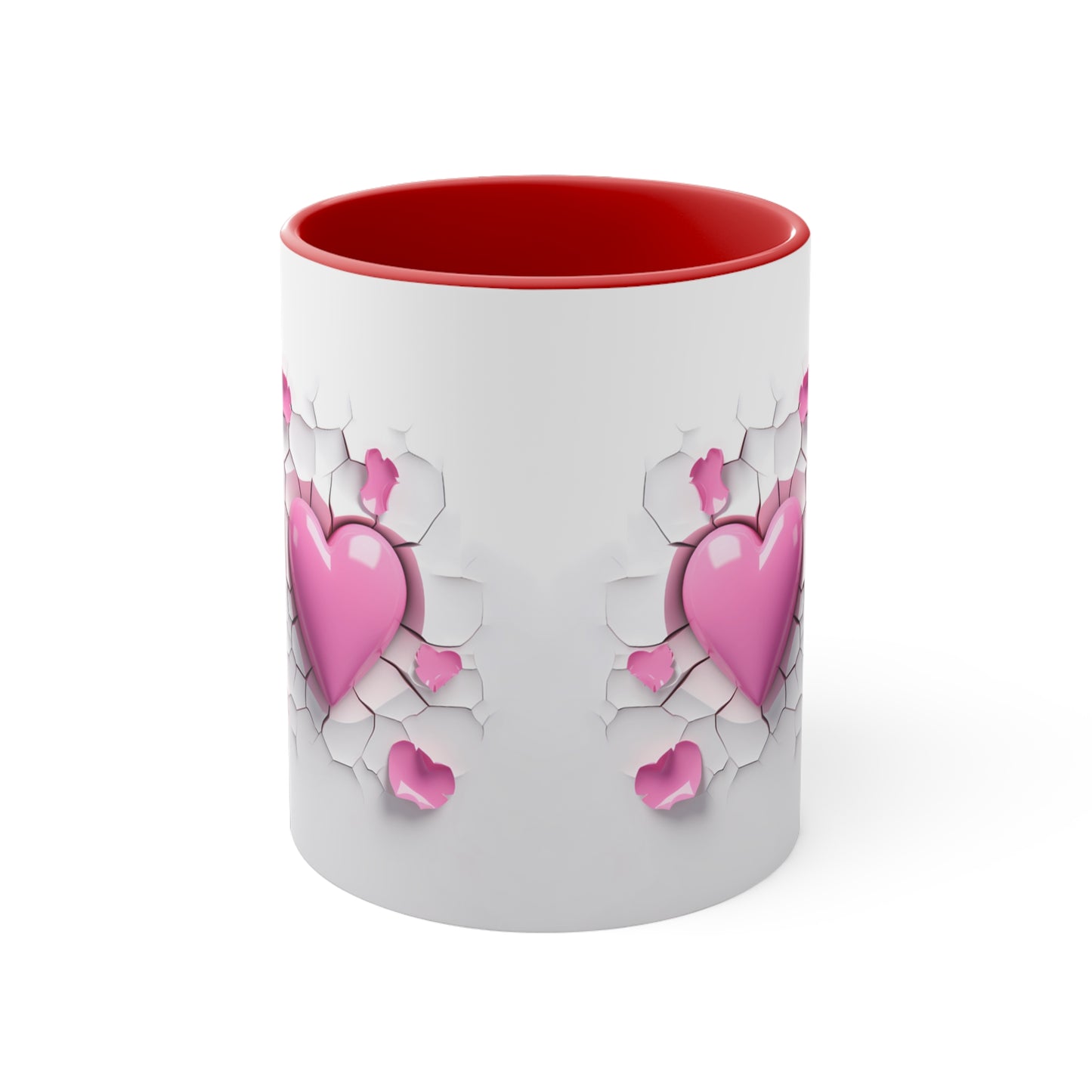 3D Valentine heart crack in the wall mug, couple mug, love heart couple mug, Funny Valentine Heart Candy, heart candy mug, conversation heart mug, Heart-Shaped Mug, Coffee Mug, 11oz