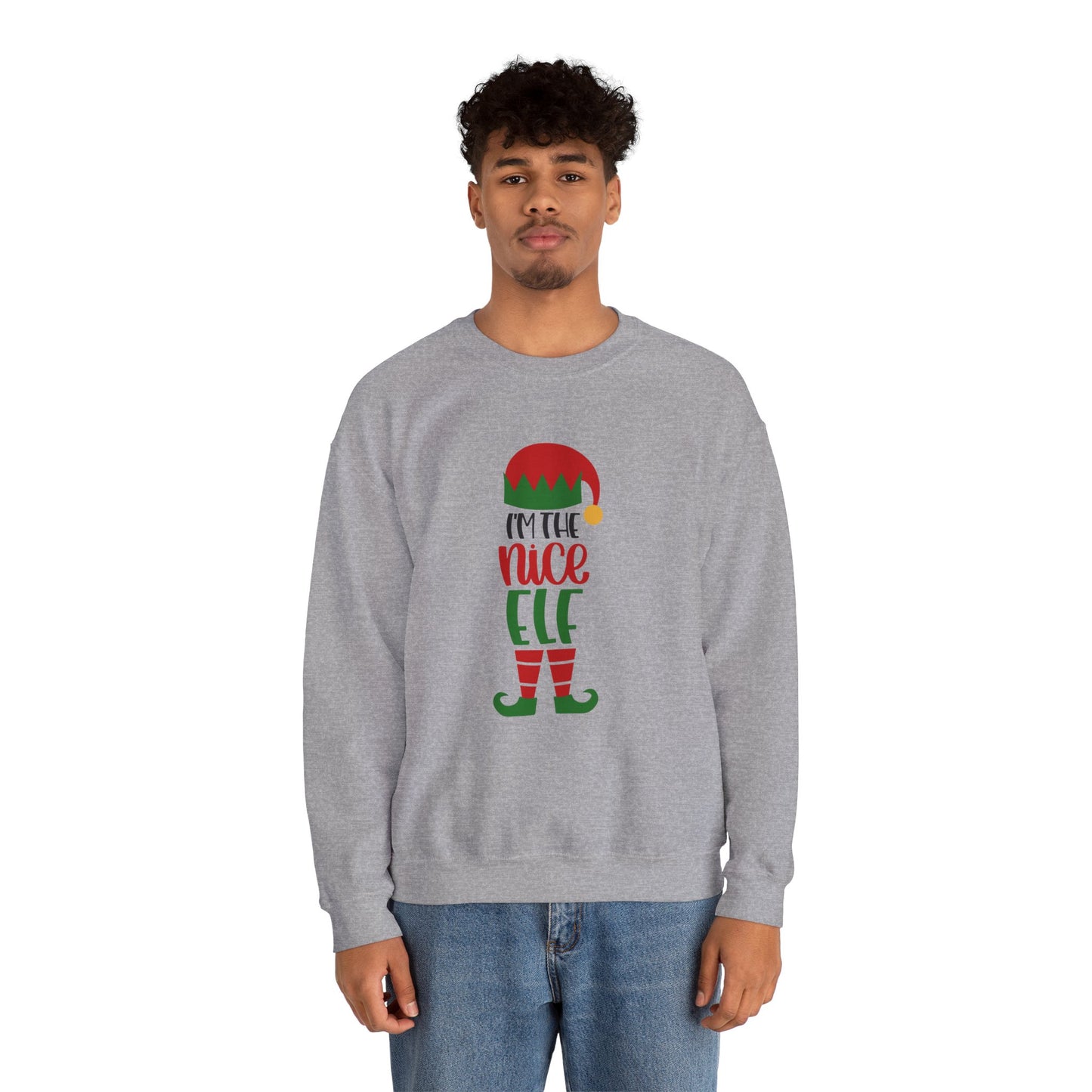I'm the Nice Elf Unisex Heavy Blend Crewneck Sweatshirt, Funny T-shirt, Christmas Shirt, Christmas Slogan Shirts, Christmas Sweater, Santa Shirt