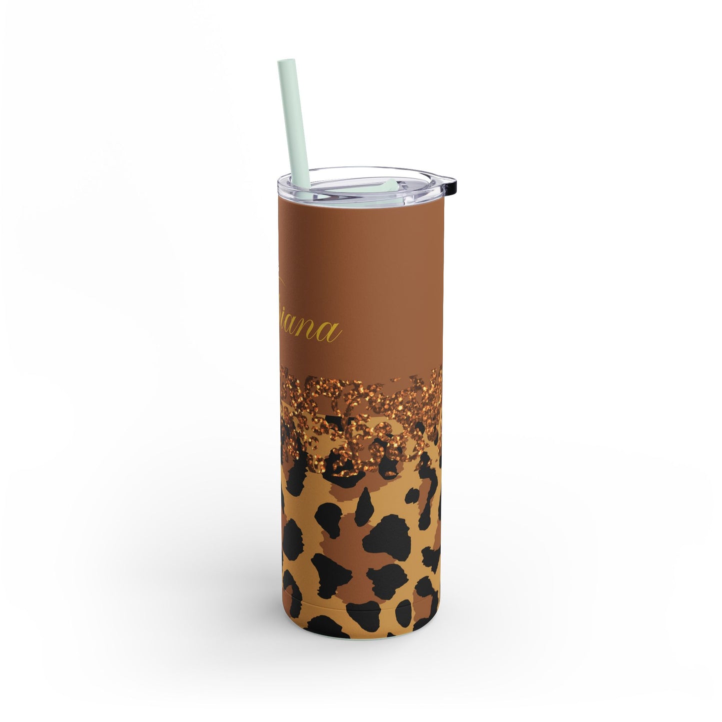 Personalized Leopard Tumbler, 20 oz Tumblers, Animal print gift, Gift for her, custom name, Skinny Matte Tumbler, 20oz