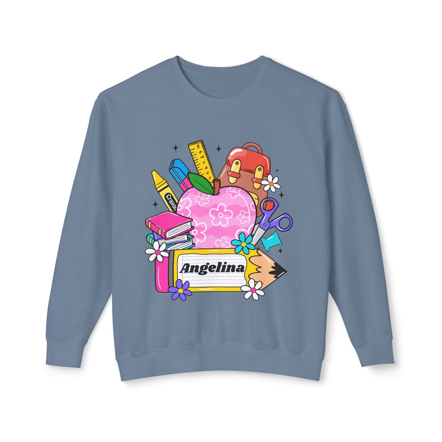 Custom name unisex alphabet sweatshirt for youth, toddlers & adults. Toddler and preschool gift, First Day Of School, fun shirt for youth
