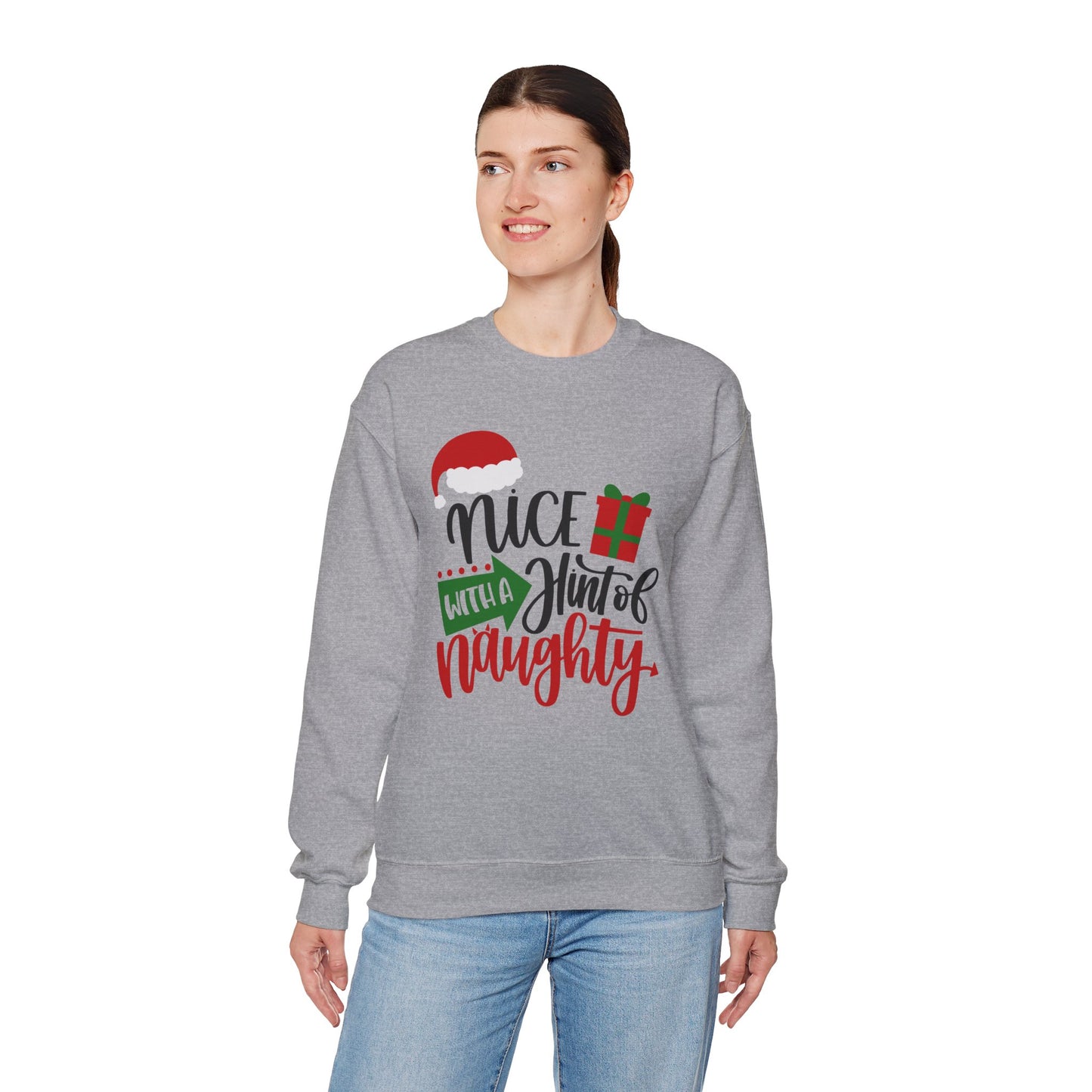 Nice with a Hint of Naughty sweatshirt, Funny T-shirt, Unisex Tee, Christmas Shirt, Christmas Slogan Shirts, Christmas Sweater, Santa Shirt