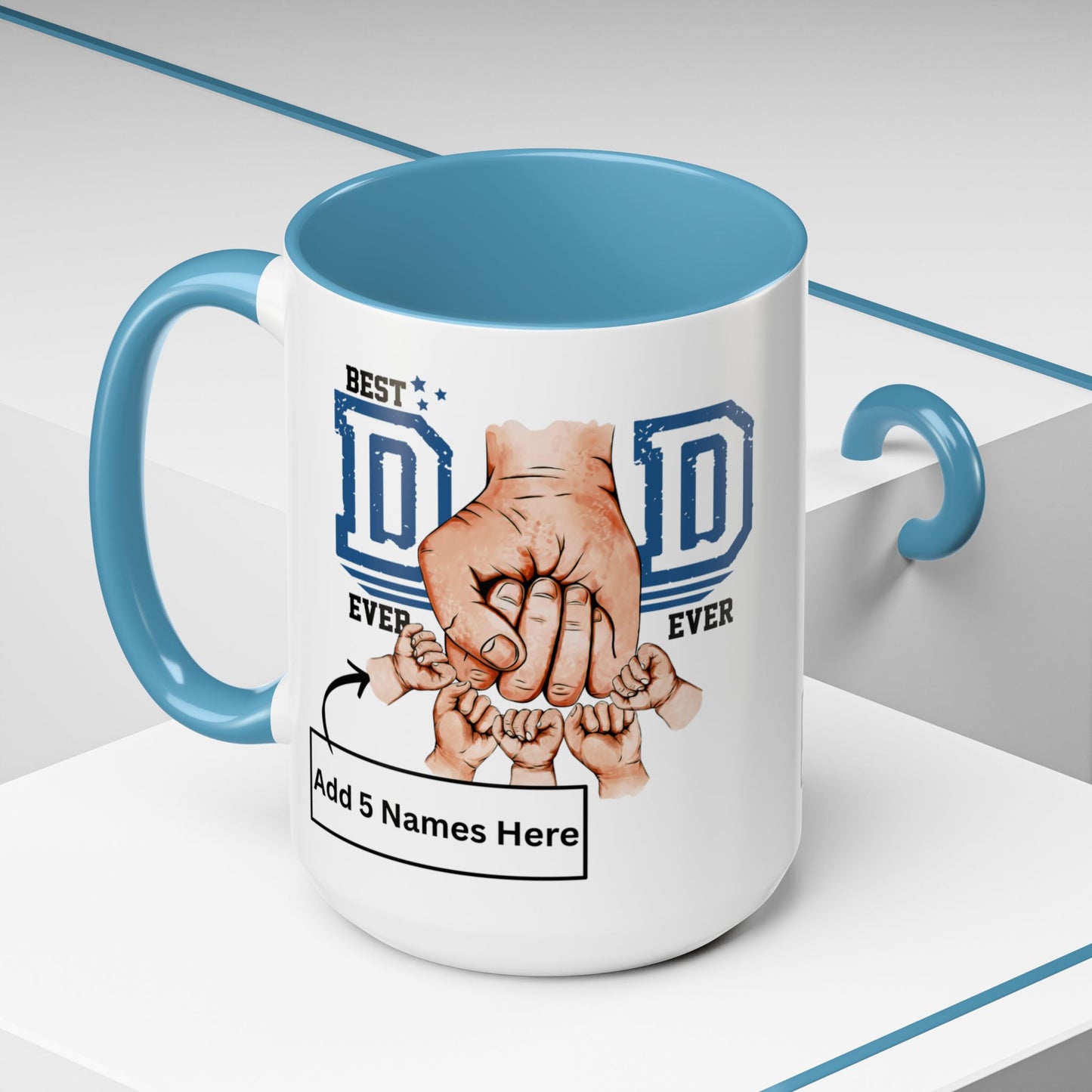 Best Dad Ever 5-kids Accent Coffee Mug | Father's Day Gift, Dad Mug, Coffee Lover Gift, Family Appreciation, Unique Drinking Cup