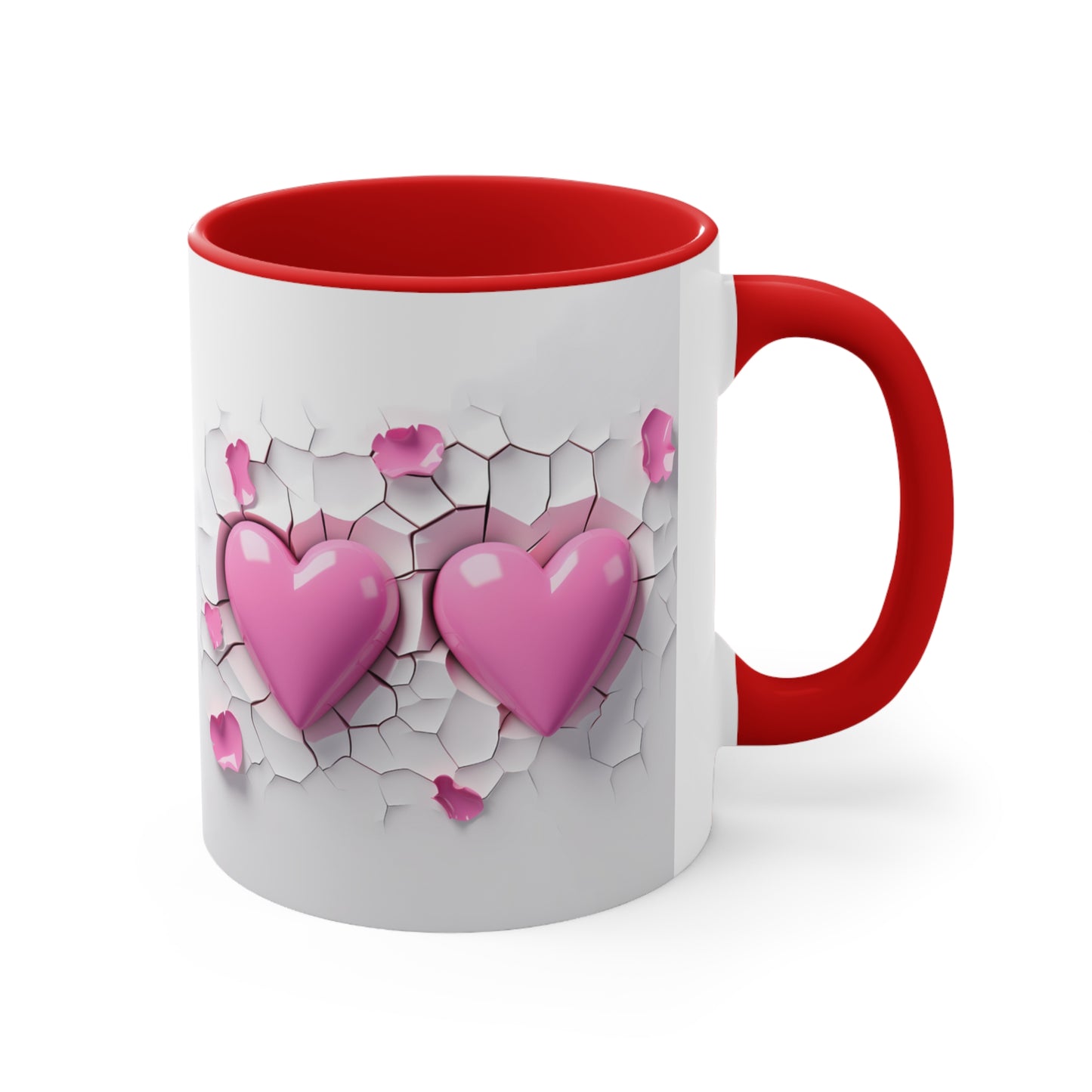 3D Valentine heart crack in the wall mug, couple mug, love heart couple mug, Funny Valentine Heart Candy, heart candy mug, conversation heart mug, Heart-Shaped Mug, Coffee Mug, 11oz