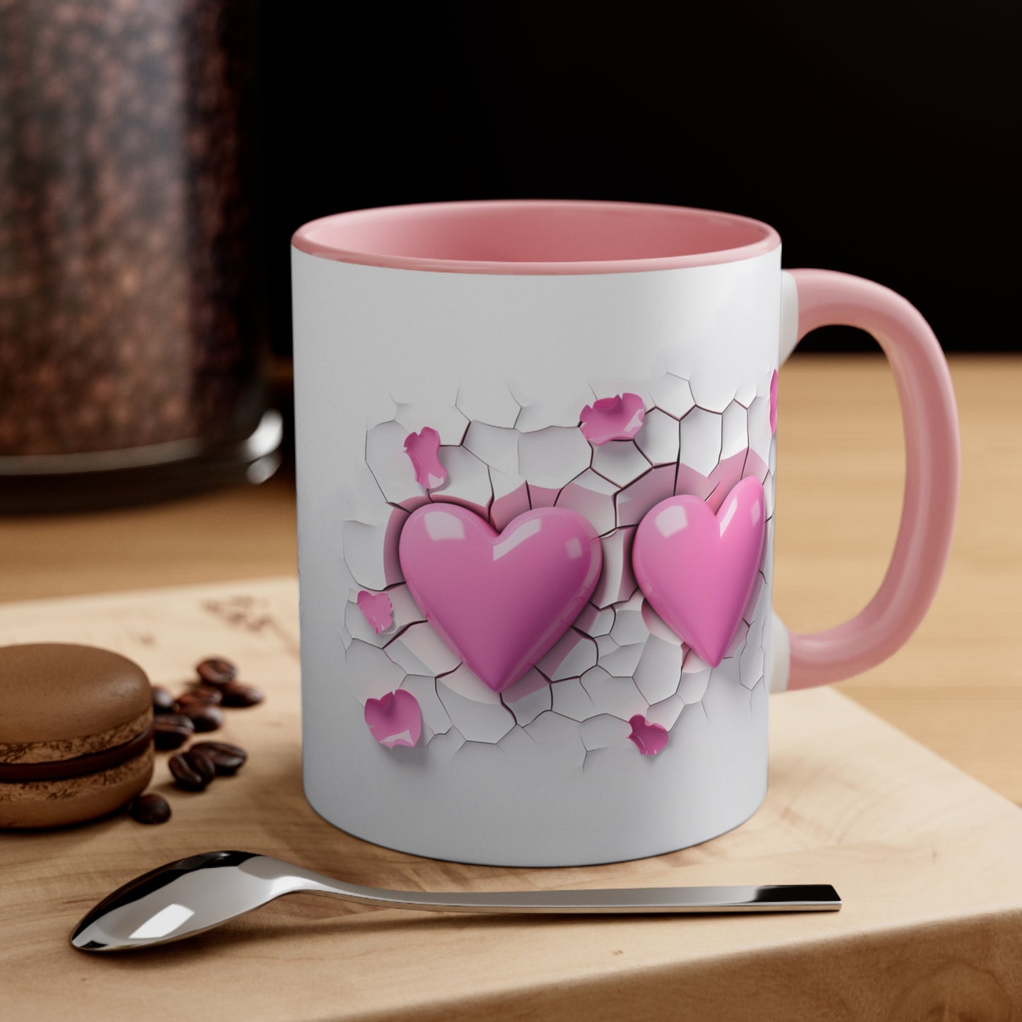 3D Valentine heart crack in the wall mug, couple mug, love heart couple mug, Funny Valentine Heart Candy, heart candy mug, conversation heart mug, Heart-Shaped Mug, Coffee Mug, 11oz