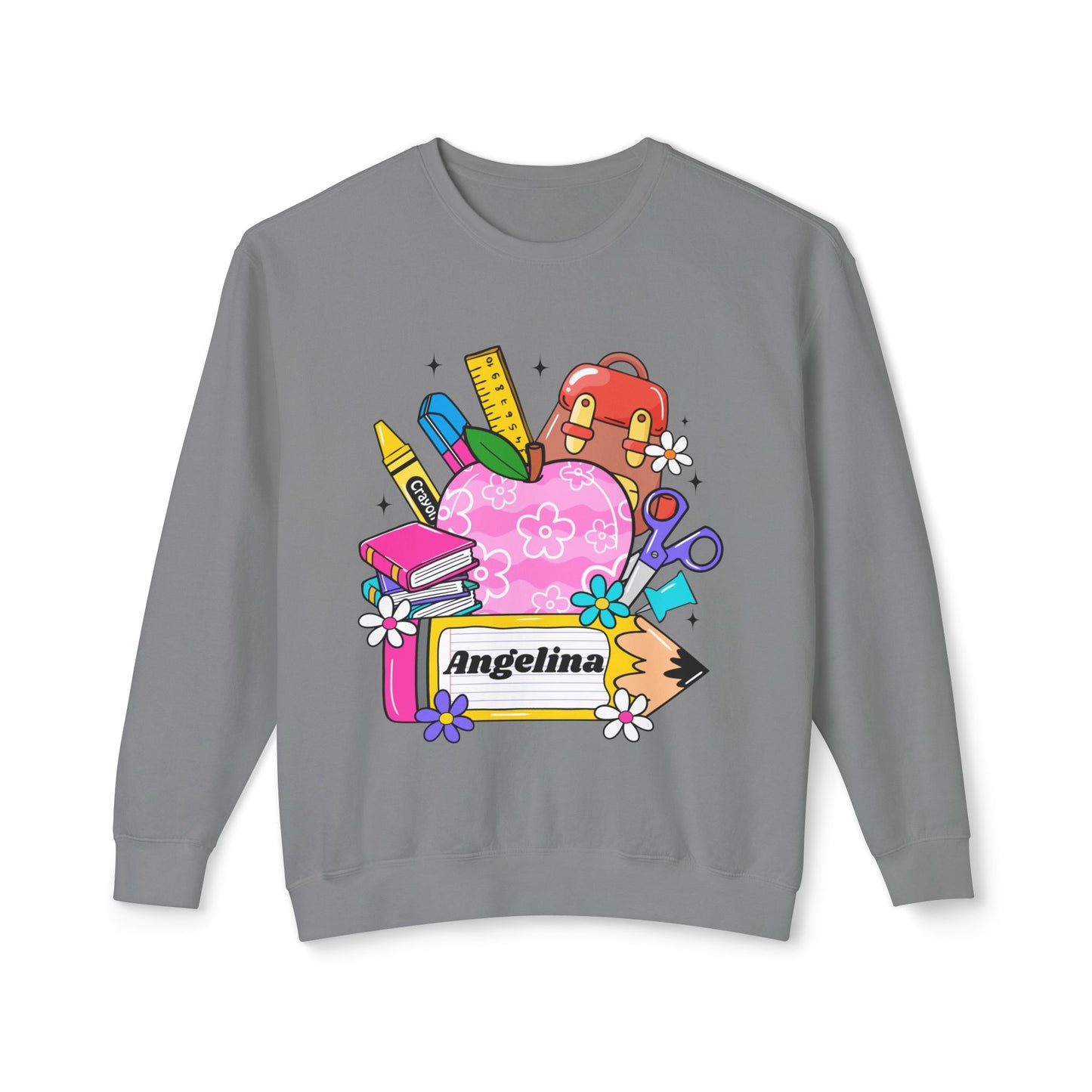 Custom name unisex alphabet sweatshirt for youth, toddlers & adults. Toddler and preschool gift, First Day Of School, fun shirt for youth