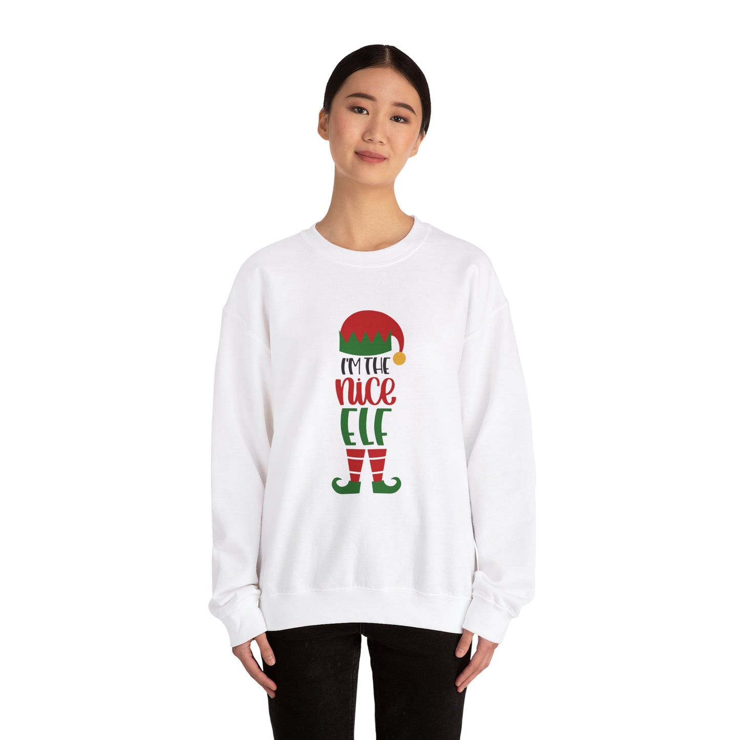 I'm the Nice Elf Unisex Heavy Blend Crewneck Sweatshirt, Funny T-shirt, Christmas Shirt, Christmas Slogan Shirts, Christmas Sweater, Santa Shirt