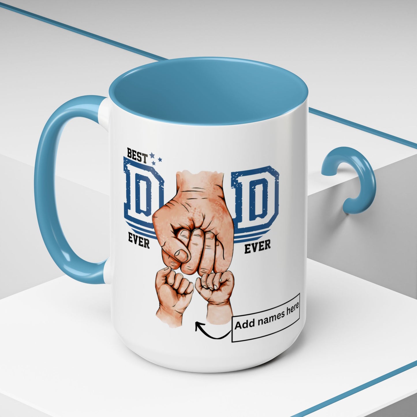 Best Dad Ever 2-kids Accent Coffee Mug | Father's Day Gift, Dad Mug, Coffee Lover Gift, Family Appreciation, Unique Drinking Cup