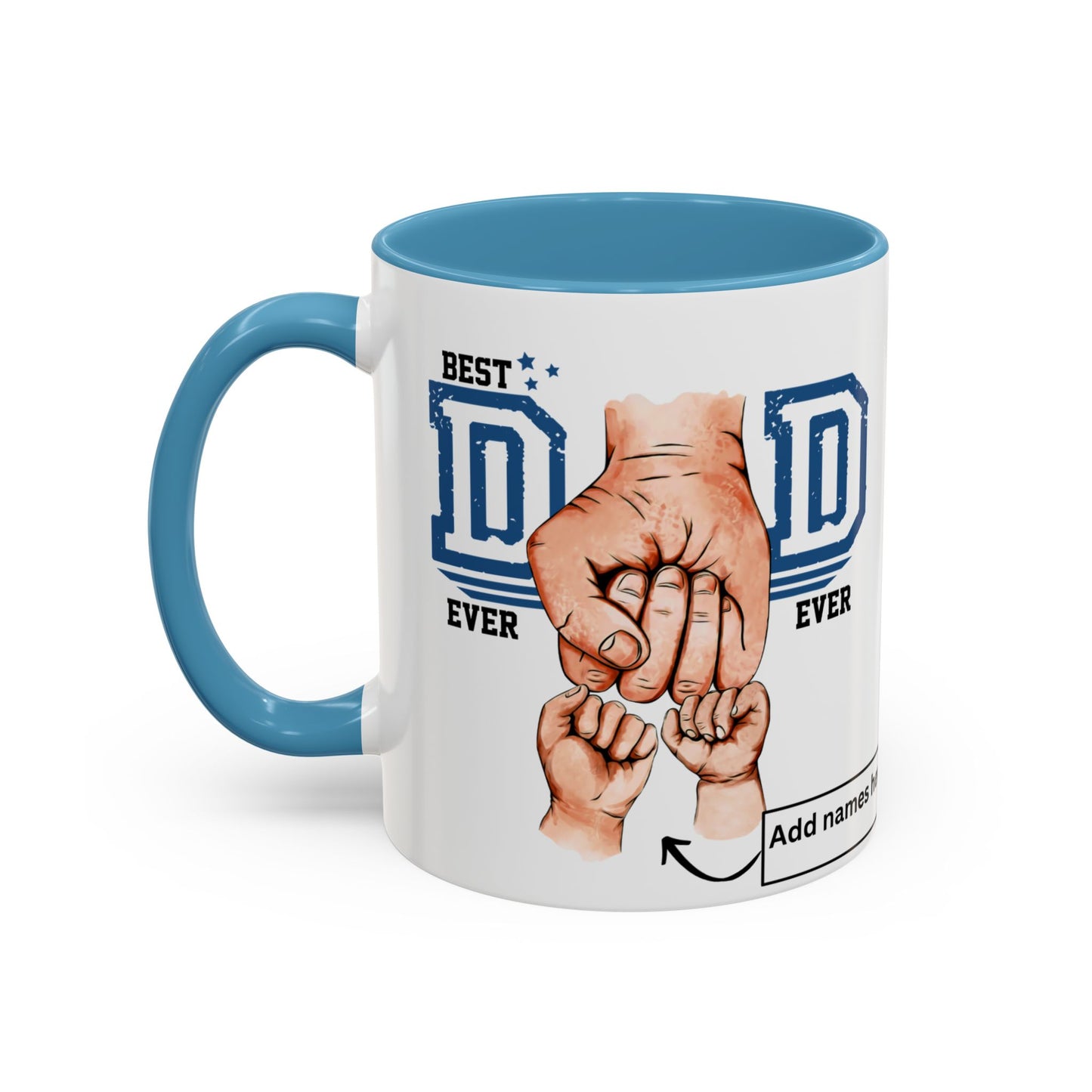 Best Dad Ever 2-kids Accent Coffee Mug | Father's Day Gift, Dad Mug, Coffee Lover Gift, Family Appreciation, Unique Drinking Cup