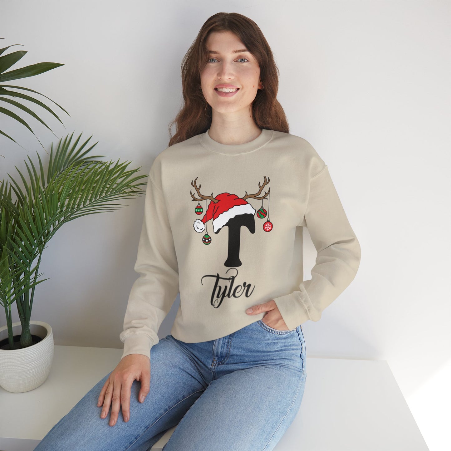 Custom Christmas Alphabet Matching Family Sweatshirt, Personalized Xmas Sweater Christmas Alphabet Gifts Family Reunion Christmas Sweatshirt