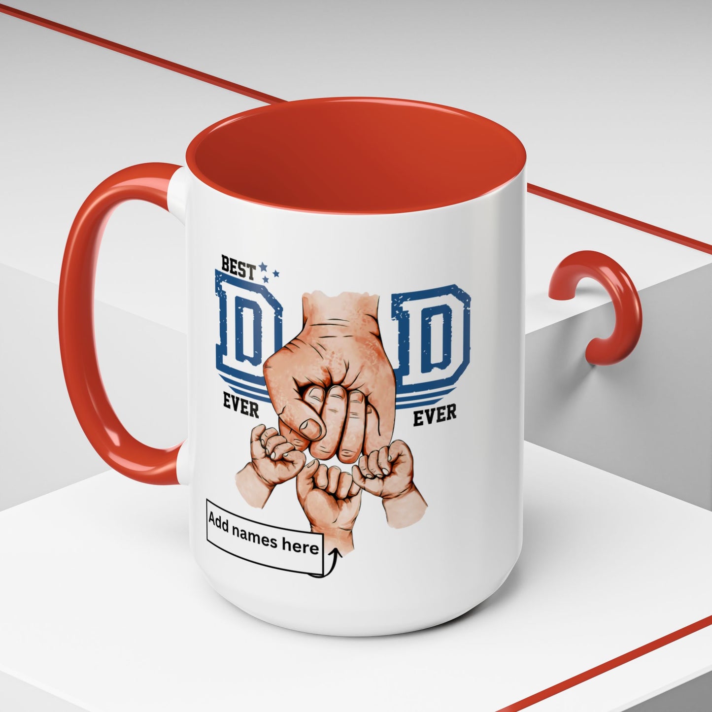 Best Dad Ever 3-kids Accent Coffee Mug | Father's Day Gift, Dad Mug, Coffee Lover Gift, Family Appreciation, Unique Drinking Cup
