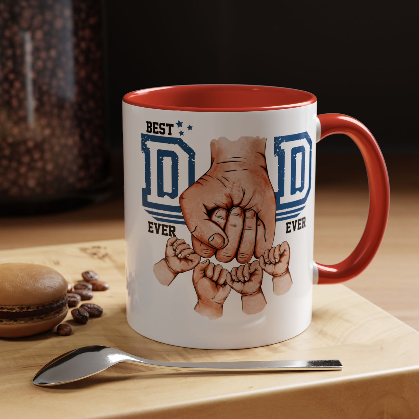 Best Dad Ever 4-kids Accent Coffee Mug | Father's Day Gift, Dad Mug, Coffee Lover Gift, Family Appreciation, Unique Drinking Cup