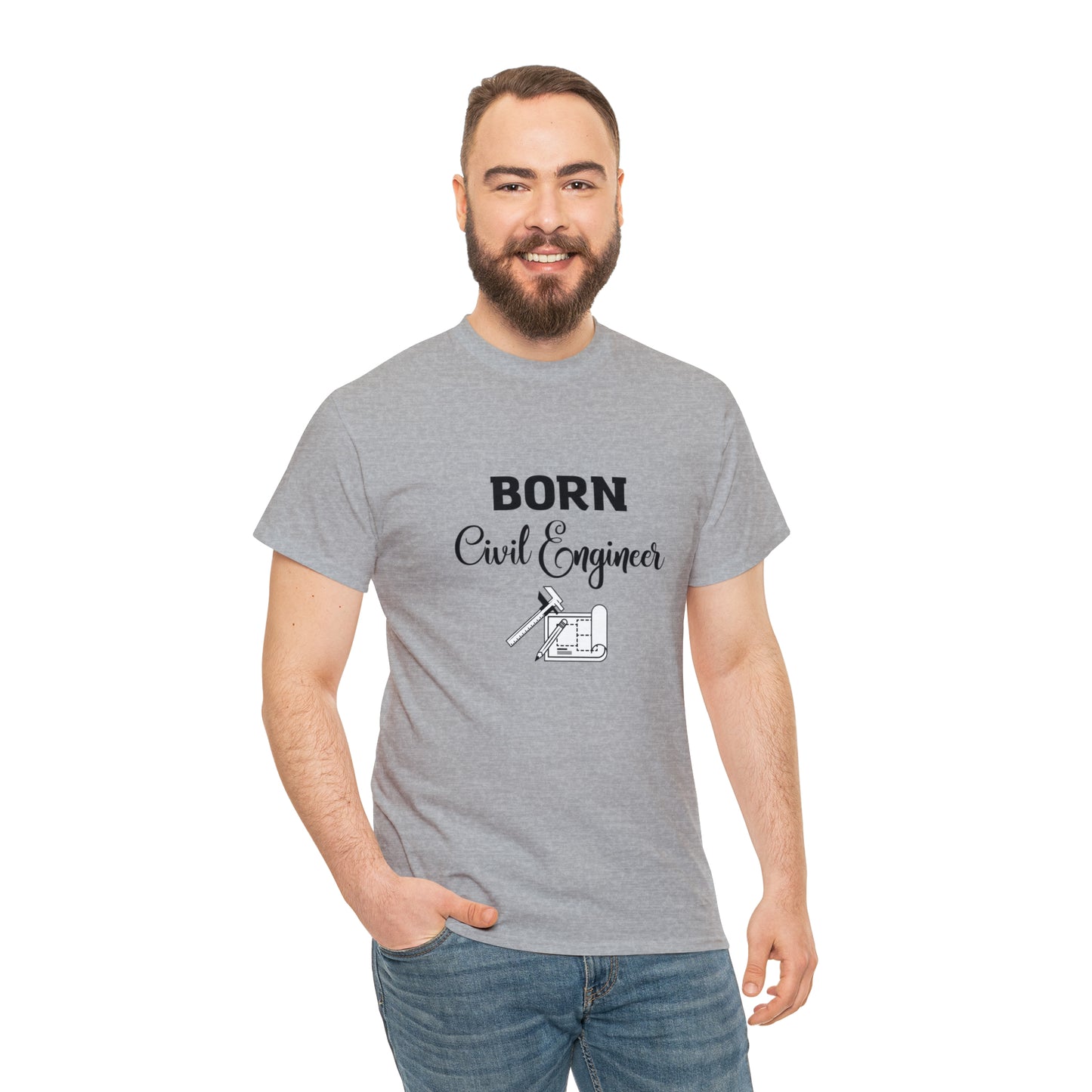 Born Civil Engineer Unisex Heavy Cotton Tee