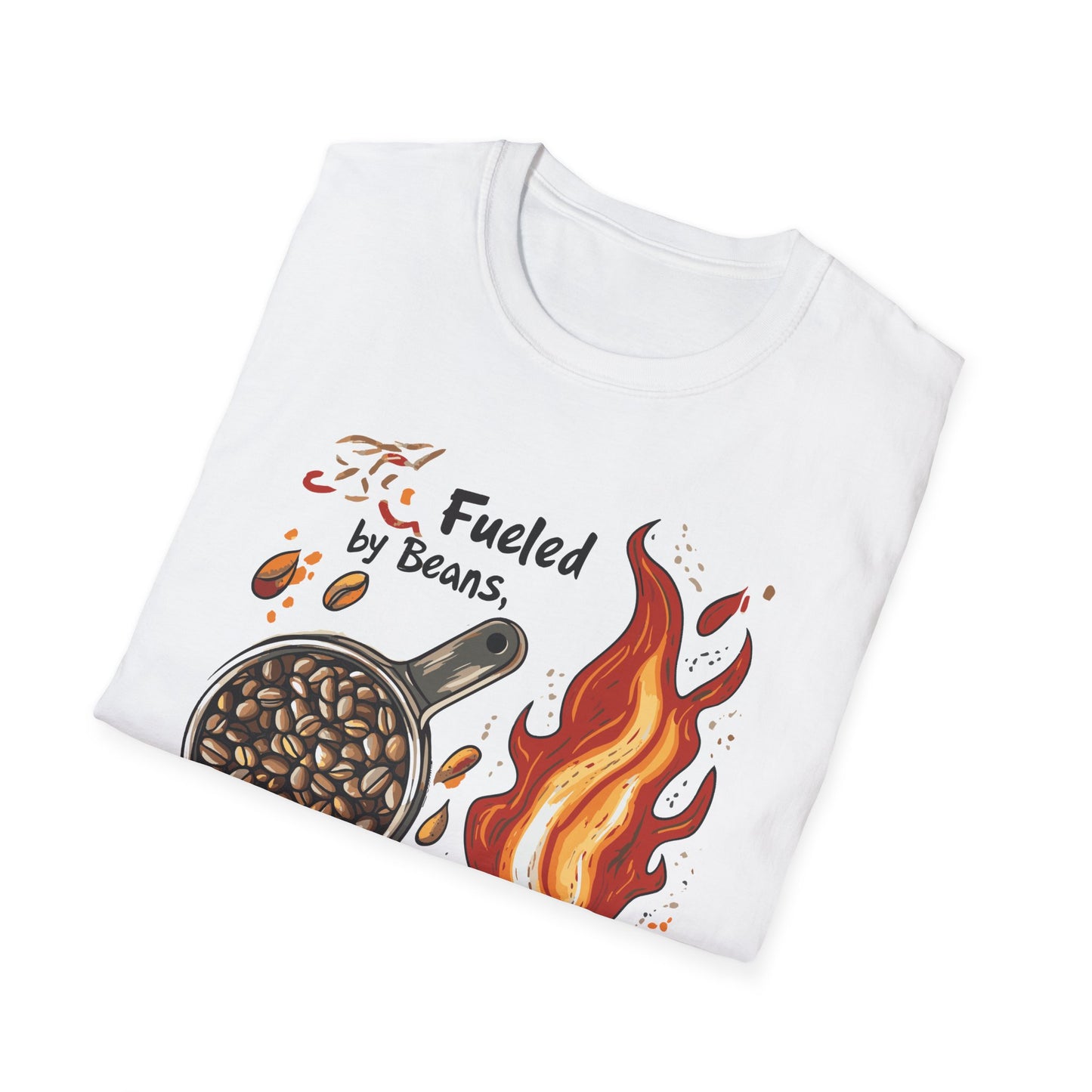 Fueled by Beans, Powered by Flames T-Shirt | Father's Day Gift | Unisex Tee for Dads | Comfortable Casual Wear | Gift for Dad | Fire Theme