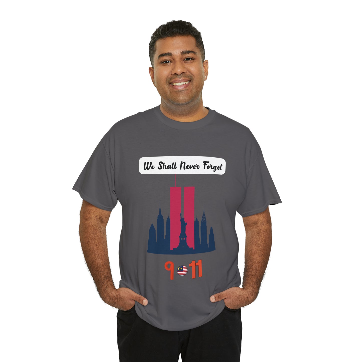 Unisex Heavy Cotton Tee- We Shall Never Forget 9/11