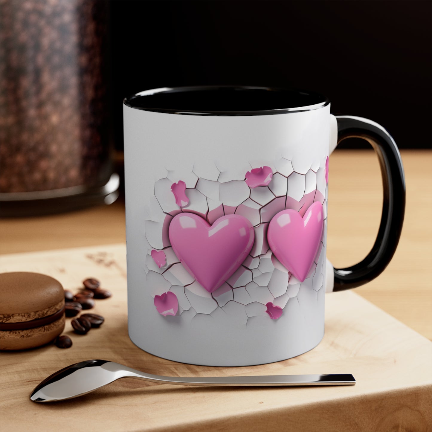 3D Valentine heart crack in the wall mug, couple mug, love heart couple mug, Funny Valentine Heart Candy, heart candy mug, conversation heart mug, Heart-Shaped Mug, Coffee Mug, 11oz