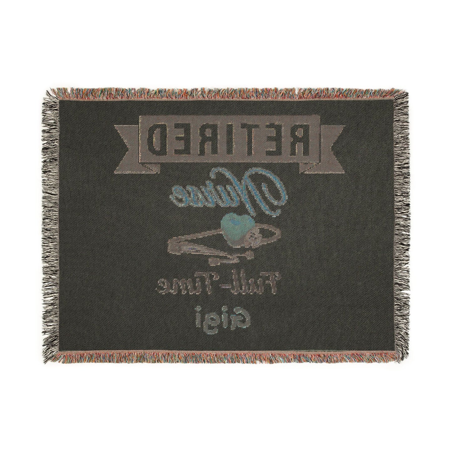 Personalized Retirement Blanket, Woven Cotton Throw, Coworker Gift, Officially Retired Banner