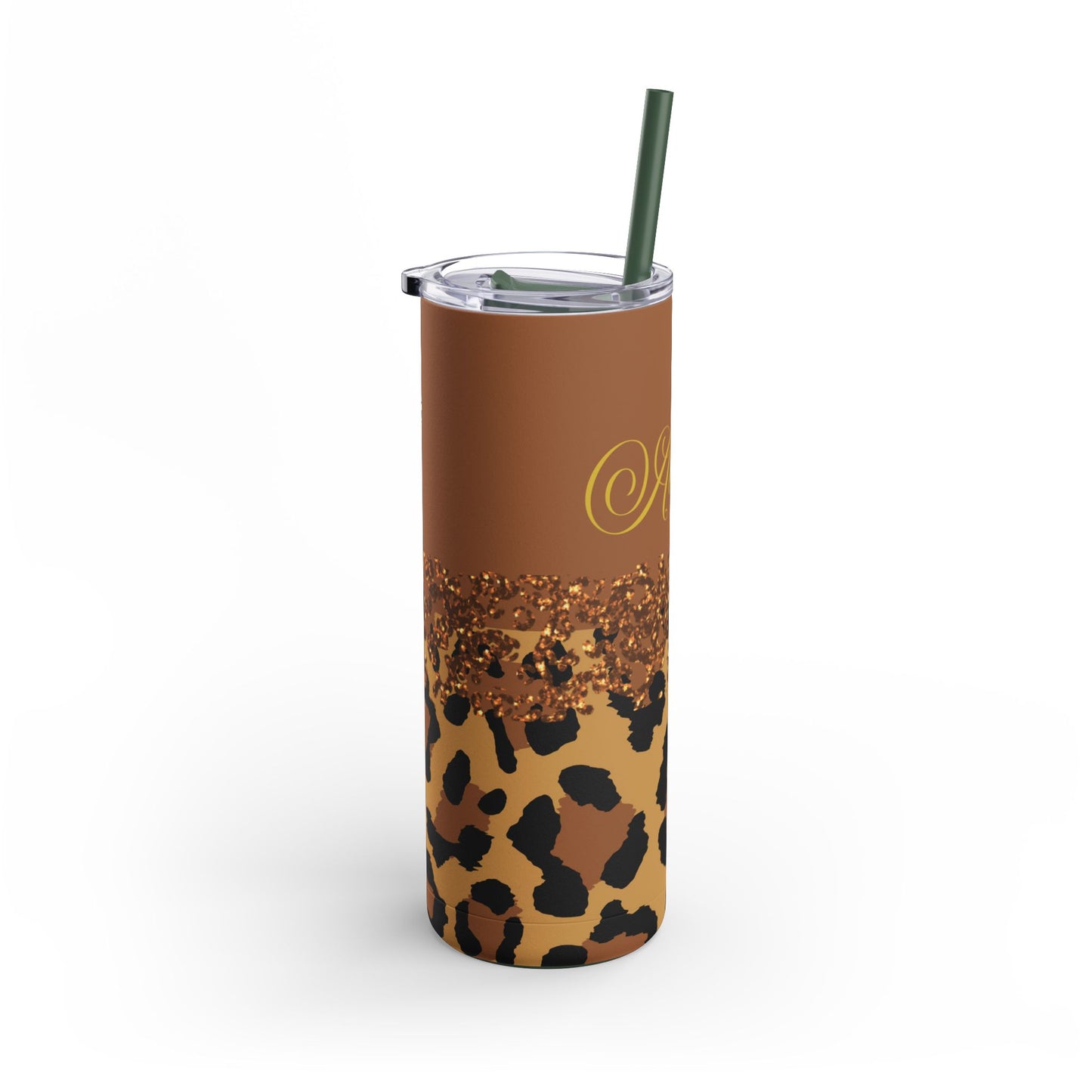 Personalized Leopard Tumbler, 20 oz Tumblers, Animal print gift, Gift for her, custom name, Skinny Matte Tumbler, 20oz