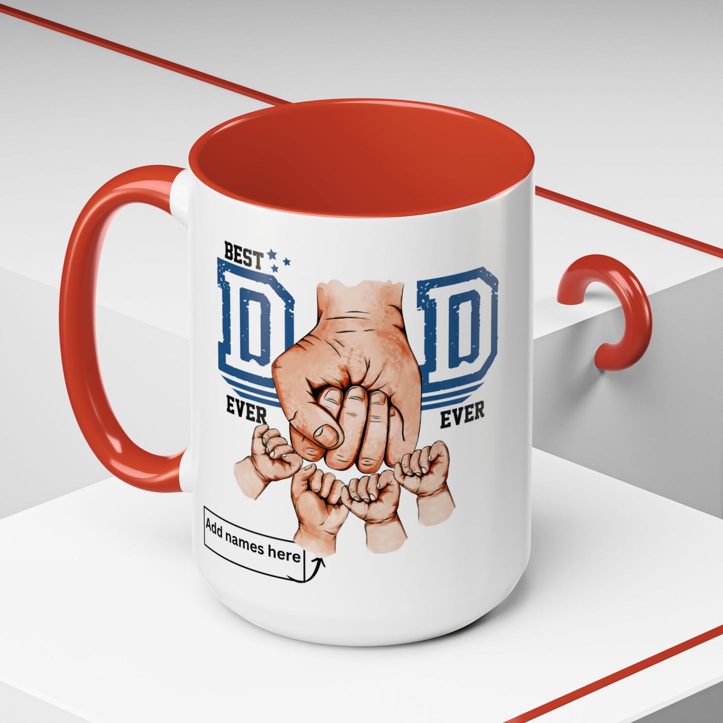 Best Dad Ever 4-kids Accent Coffee Mug | Father's Day Gift, Dad Mug, Coffee Lover Gift, Family Appreciation, Unique Drinking Cup