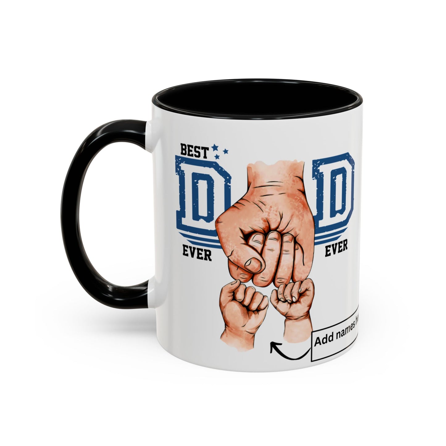 Best Dad Ever 2-kids Accent Coffee Mug | Father's Day Gift, Dad Mug, Coffee Lover Gift, Family Appreciation, Unique Drinking Cup