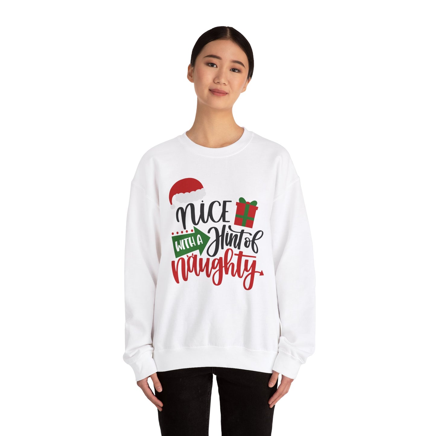 Nice with a Hint of Naughty sweatshirt, Funny T-shirt, Unisex Tee, Christmas Shirt, Christmas Slogan Shirts, Christmas Sweater, Santa Shirt