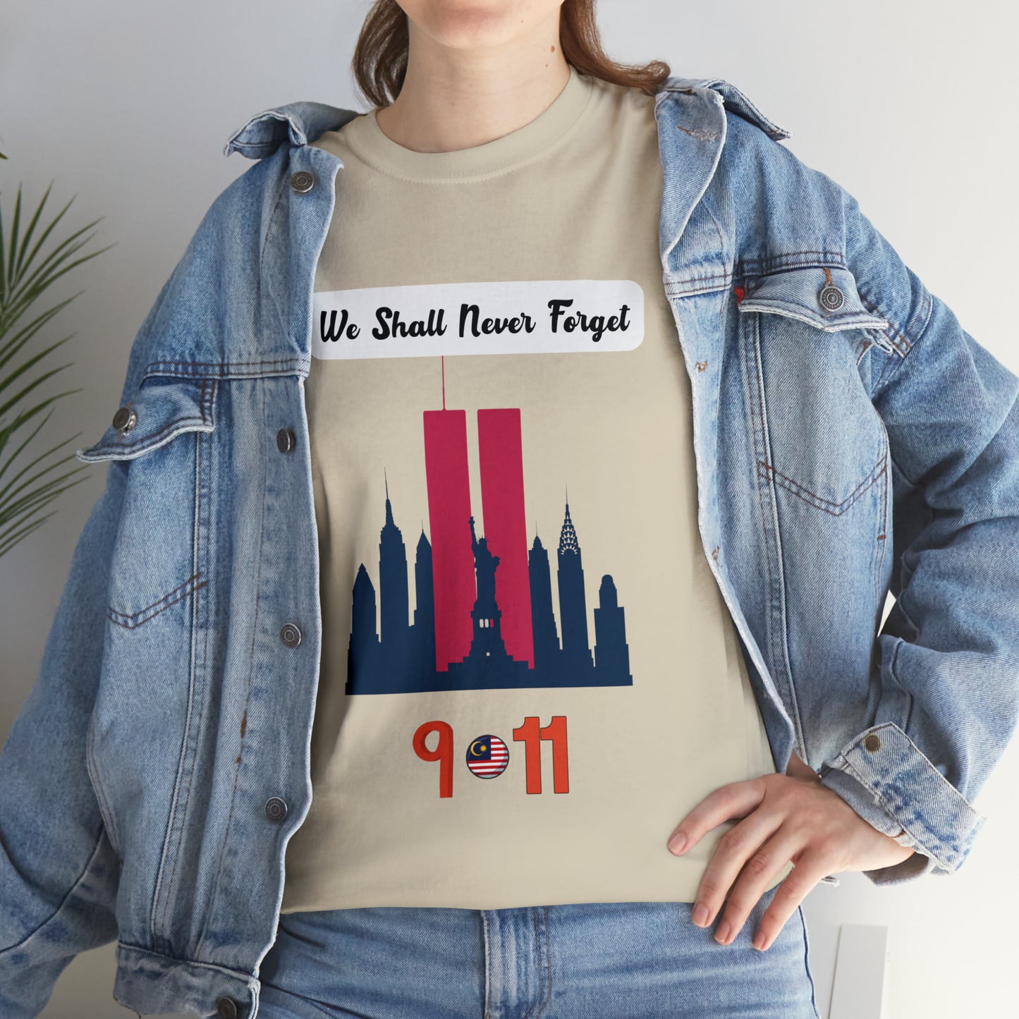 Unisex Heavy Cotton Tee- We Shall Never Forget 9/11