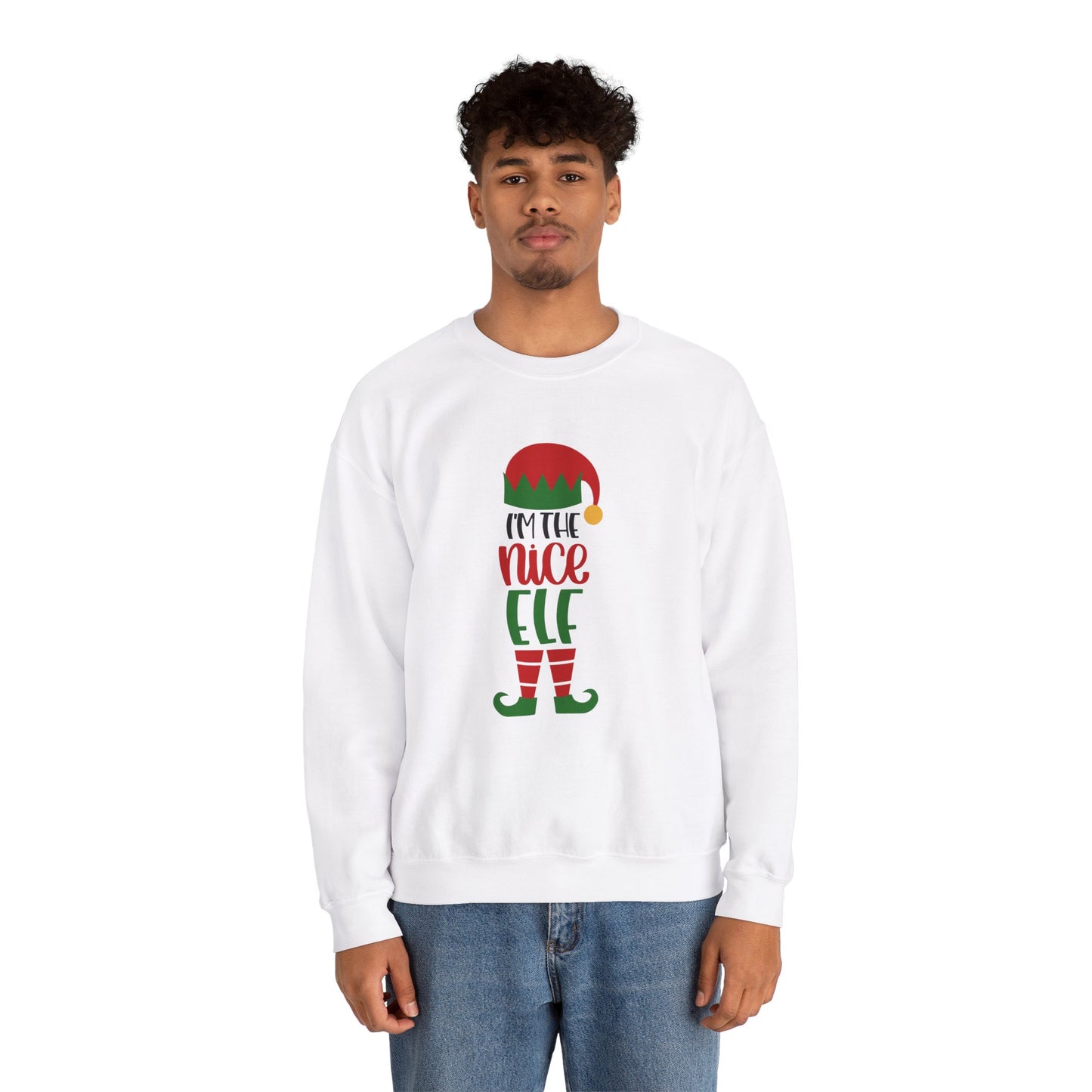 I'm the Nice Elf Unisex Heavy Blend Crewneck Sweatshirt, Funny T-shirt, Christmas Shirt, Christmas Slogan Shirts, Christmas Sweater, Santa Shirt