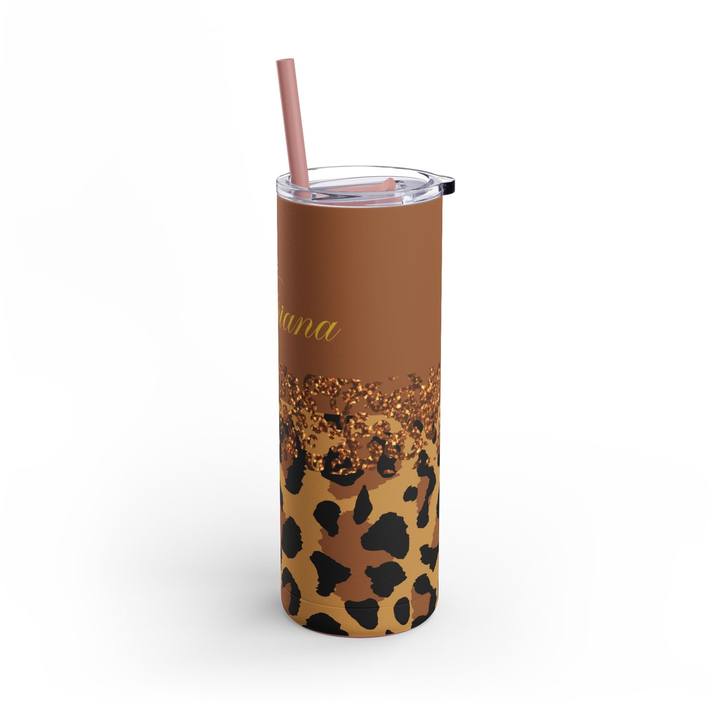 Personalized Leopard Tumbler, 20 oz Tumblers, Animal print gift, Gift for her, custom name, Skinny Matte Tumbler, 20oz