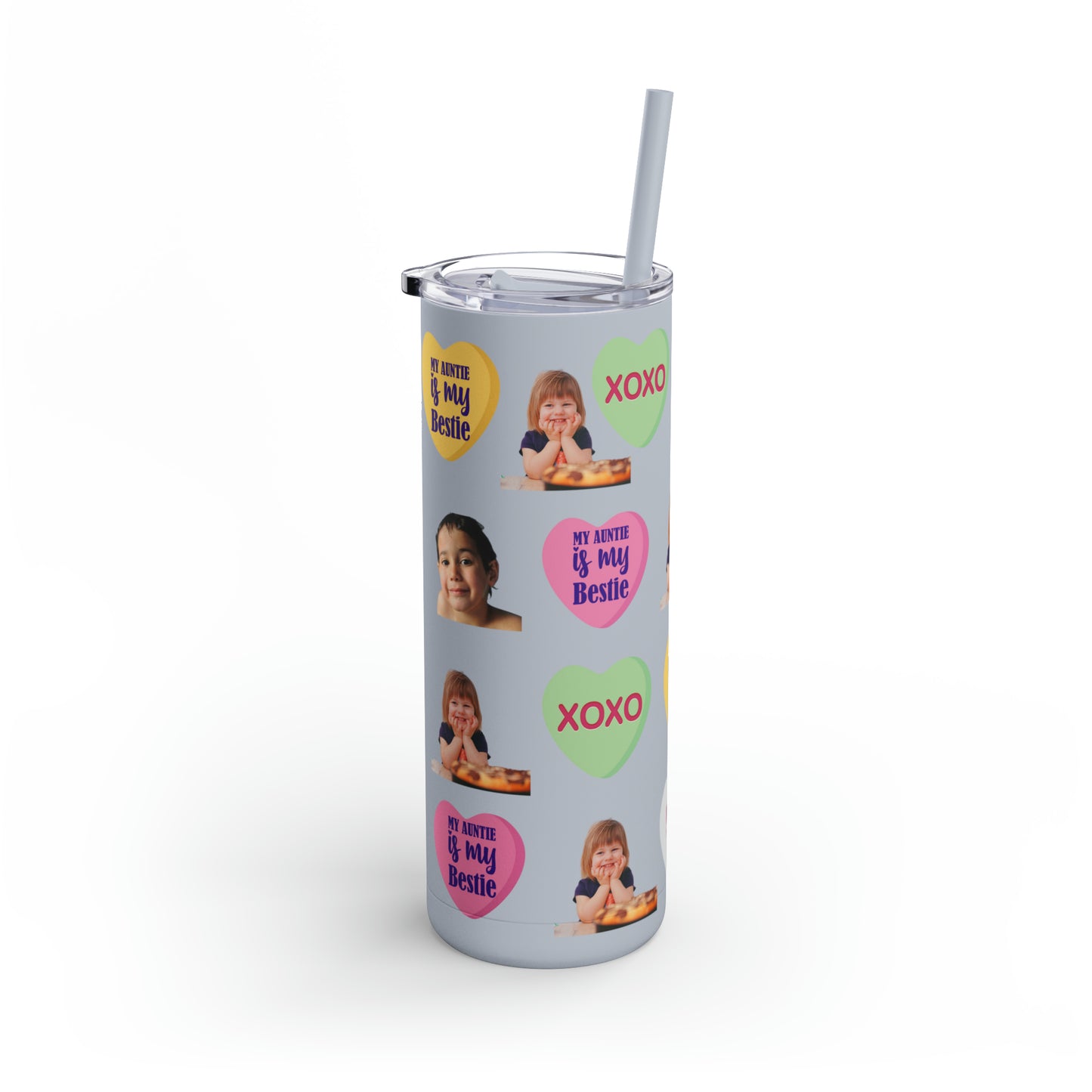Photo Valentine Tumbler, Valentine's Day gift, Tumblers, Auntie gift, Sister gift, Gift for her, Skinny Matte Tumbler, 20oz