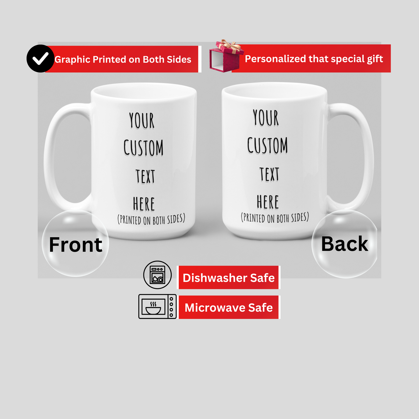 Custom Text Mug, Personalized Text 15 oz Coffee Cup, Customized Your Own Word Mug, Personal Quote or Phrase Coffee Mug, Birthday Gift