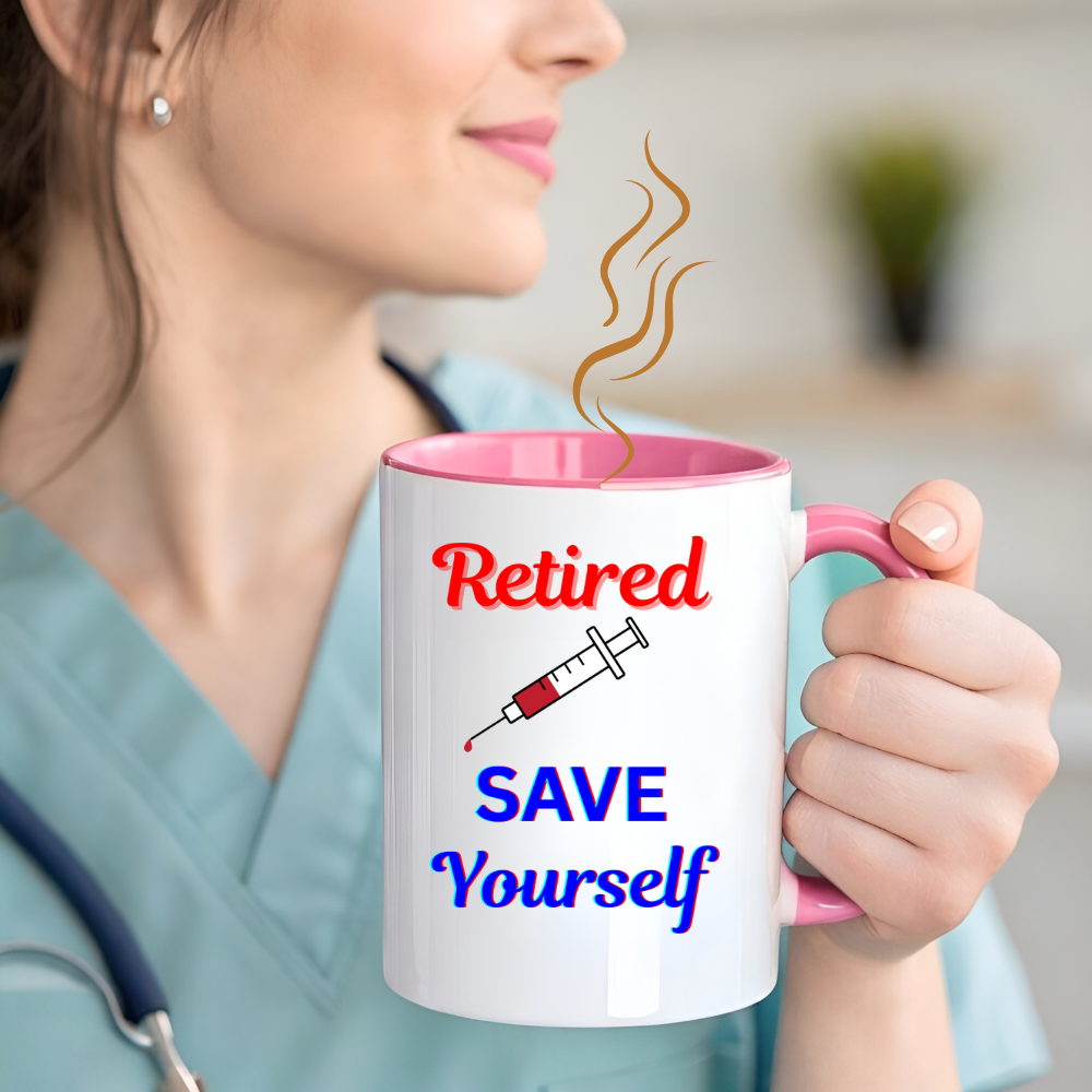 Retired Save Yourself Coffee Mug, Fun Gift for Retirement, Personalized Coffee Cup; Perfect for Holidays