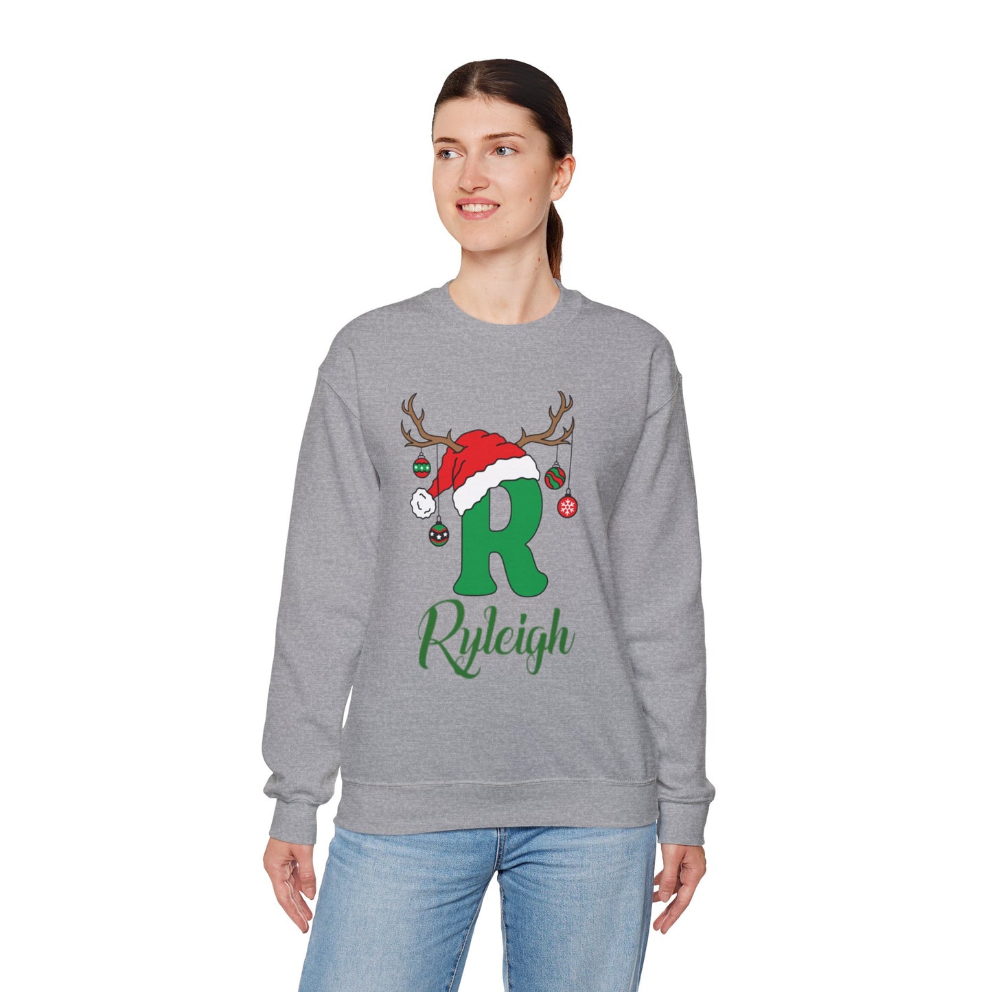 Custom Christmas Alphabet Matching Family Sweatshirt, Personalized Xmas Sweater Christmas Alphabet Gifts Family Reunion Christmas Sweatshirt