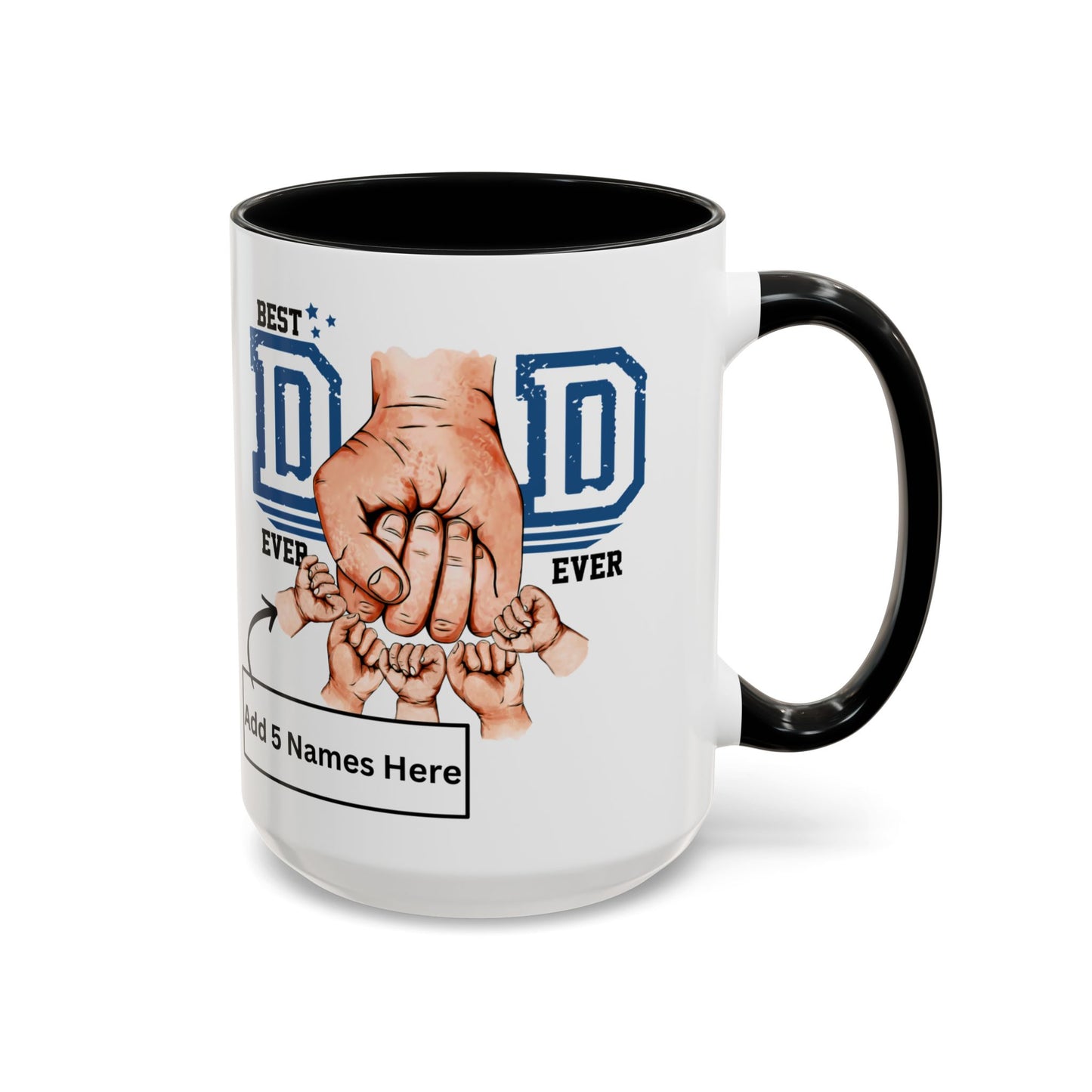 Best Dad Ever 5-kids Accent Coffee Mug | Father's Day Gift, Dad Mug, Coffee Lover Gift, Family Appreciation, Unique Drinking Cup